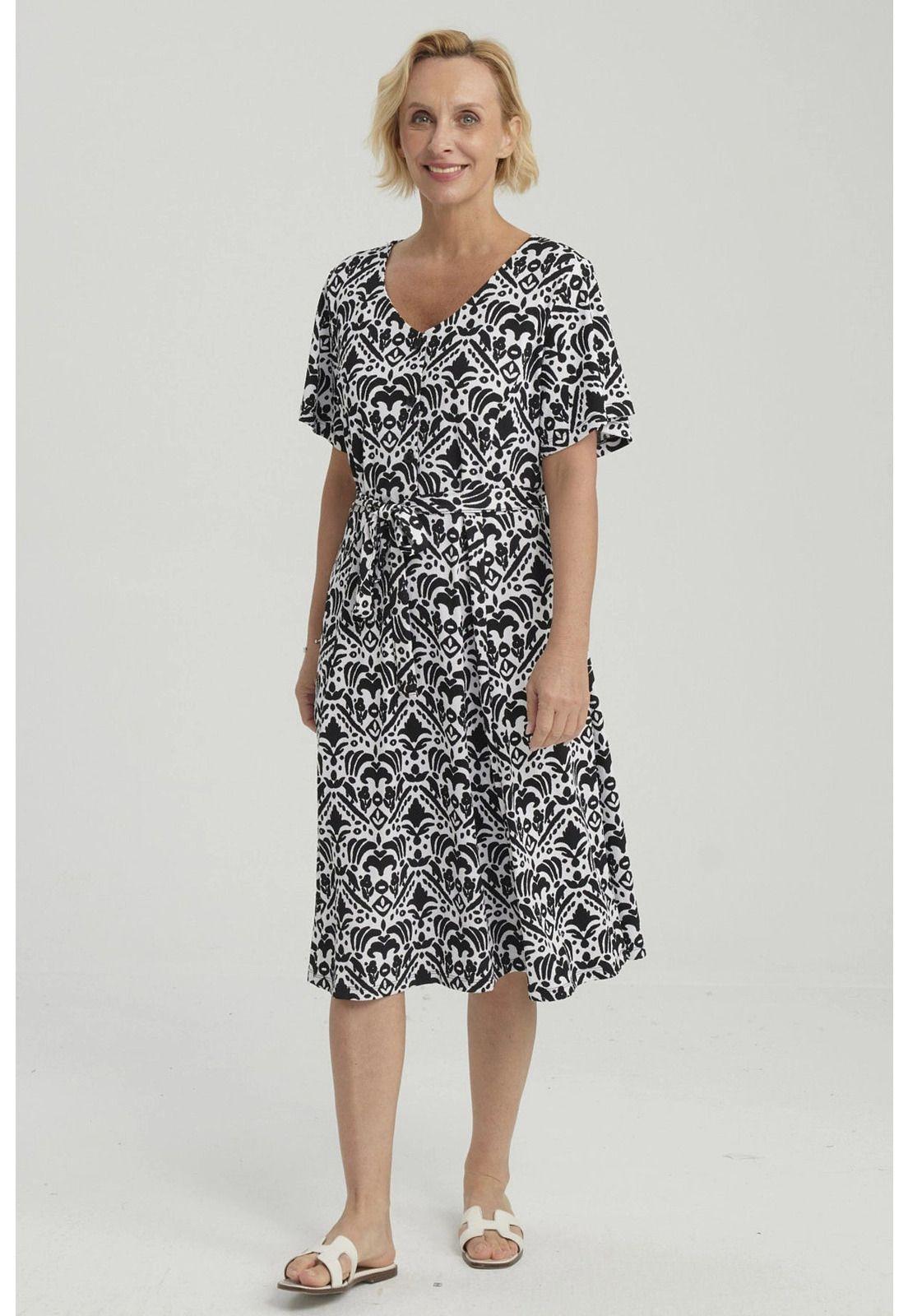 Vestido Mujer Full Estampado Negro-3