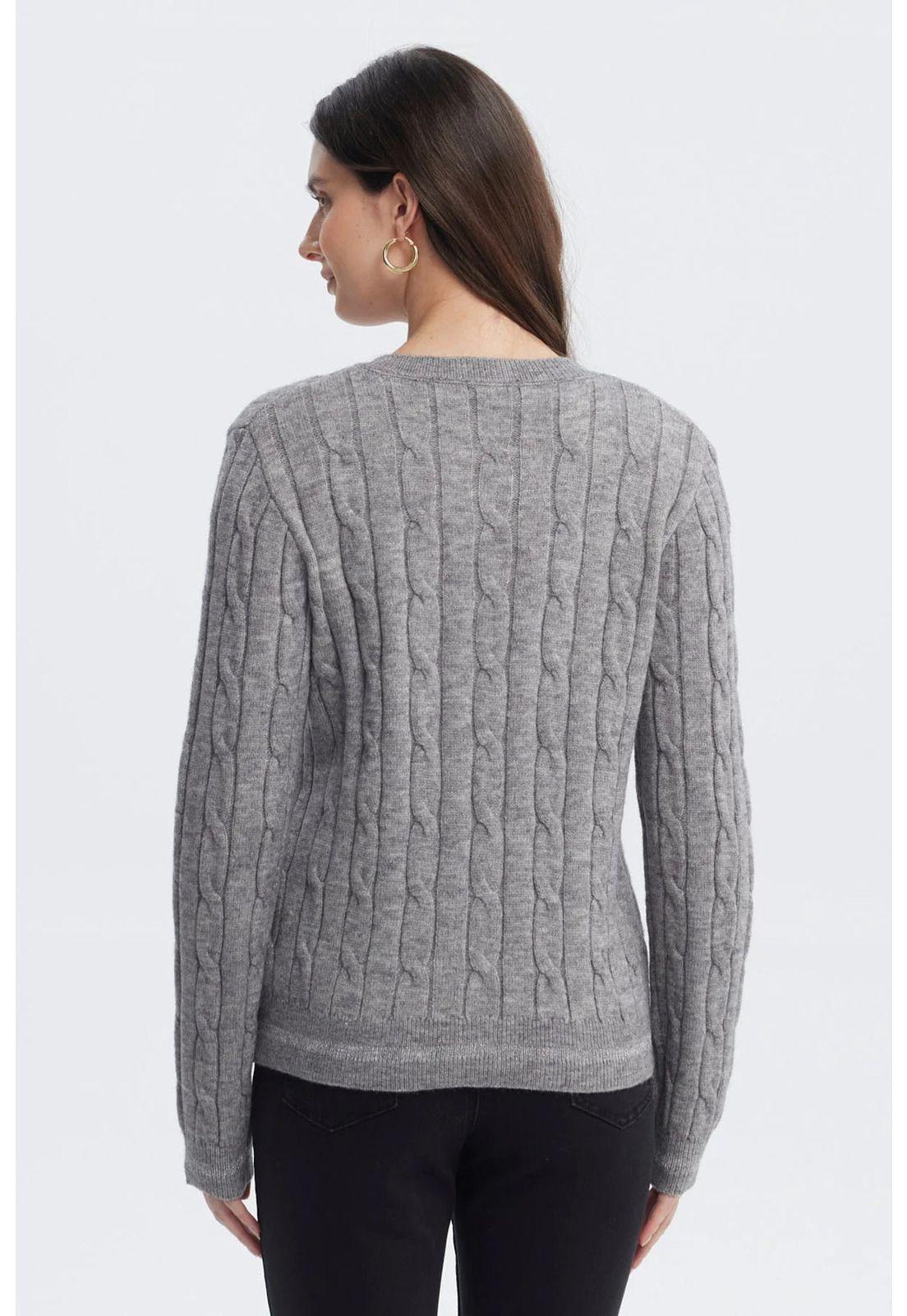 Sweater Mujer Slim Cuello Redondo Gris-2