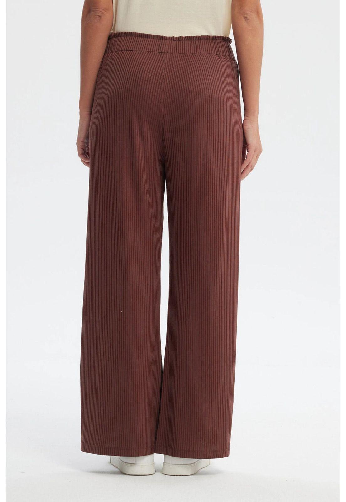 Pantalón Buzo Mujer Costura Delantero Café-2