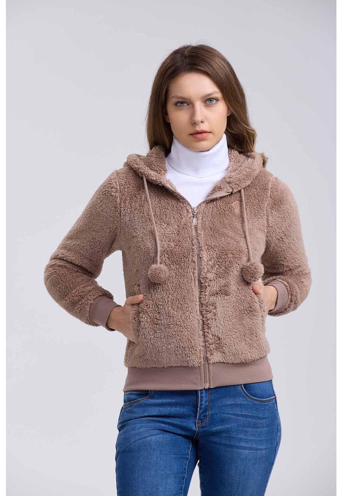 Polar Mujer Pompón Café-0