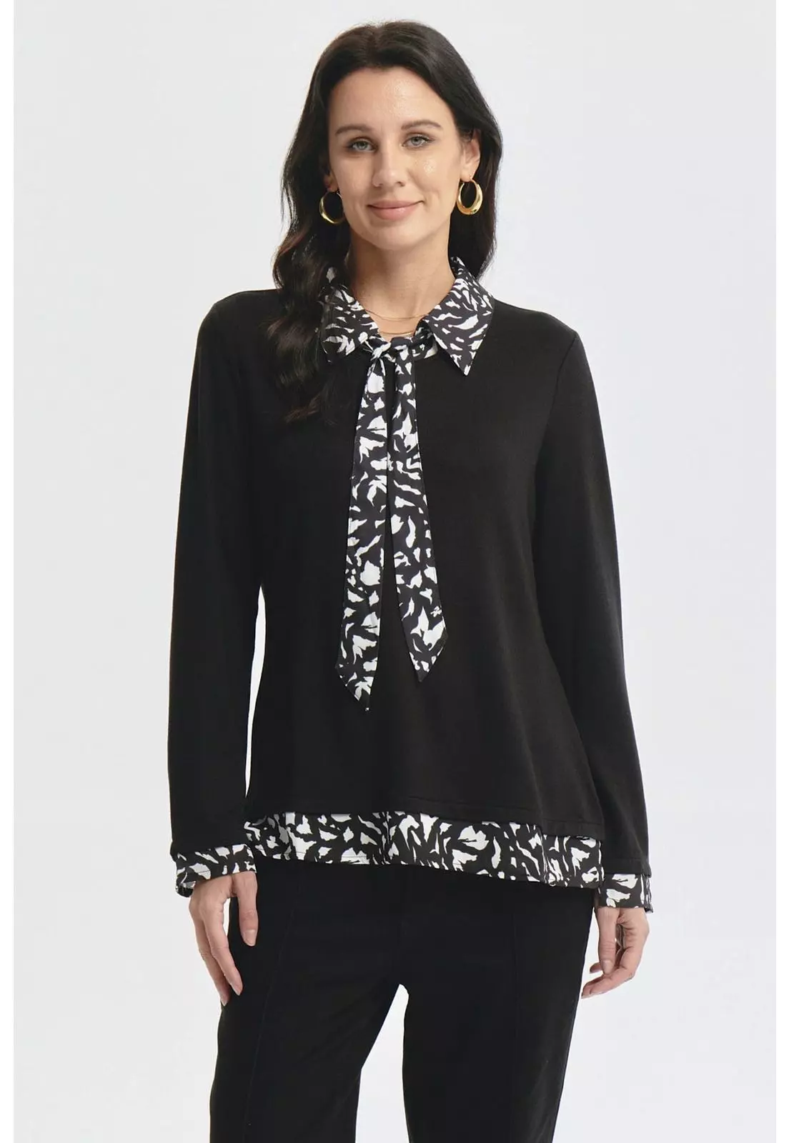 Polera Mujer Aplicación Pañuelo Negro-0