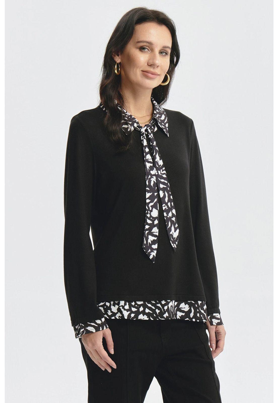 Polera Mujer Aplicación Pañuelo Negro-1