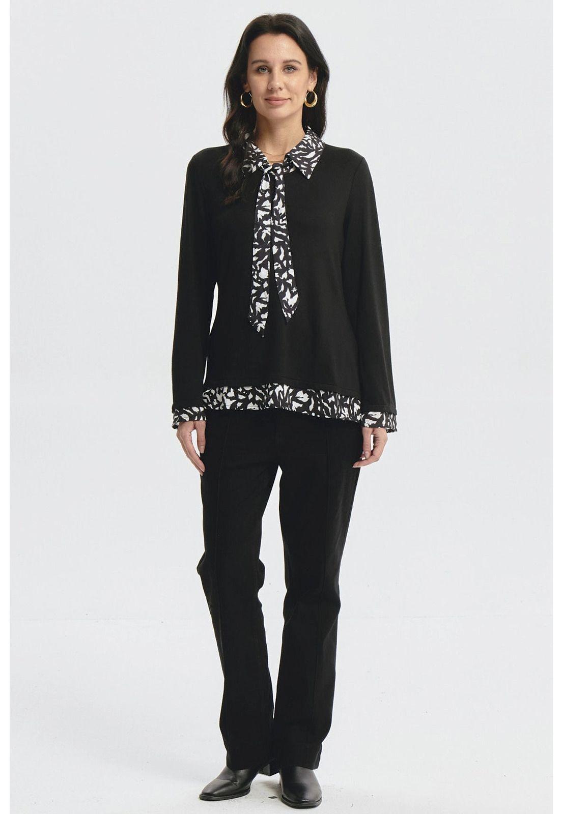 Polera Mujer Aplicación Pañuelo Negro-3