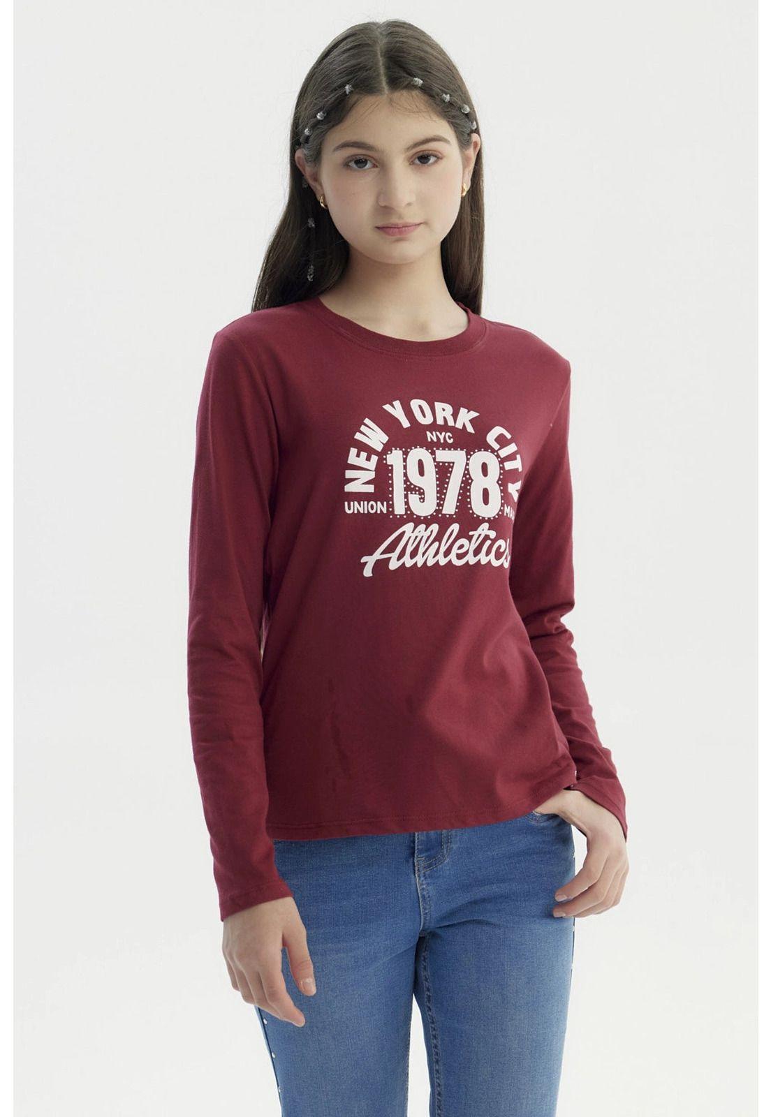 Polera Niña Básica Teen Burdeo - ll-0