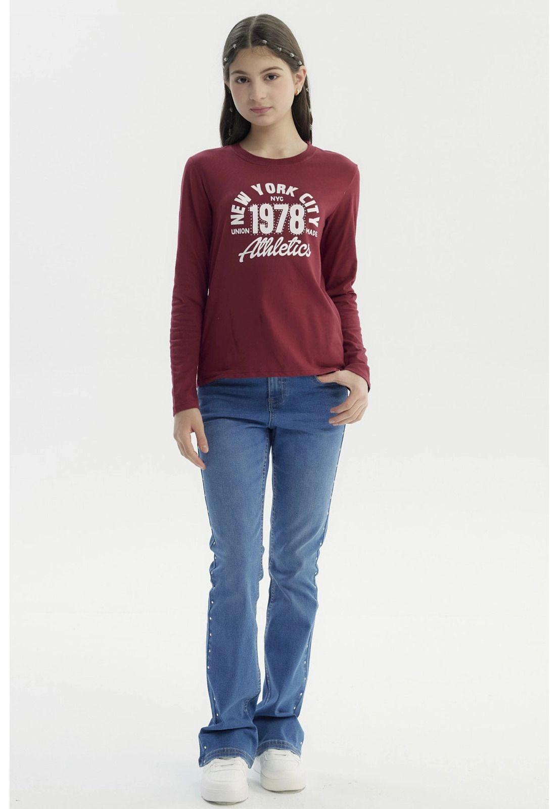 Polera Niña Básica Teen Burdeo - ll-3