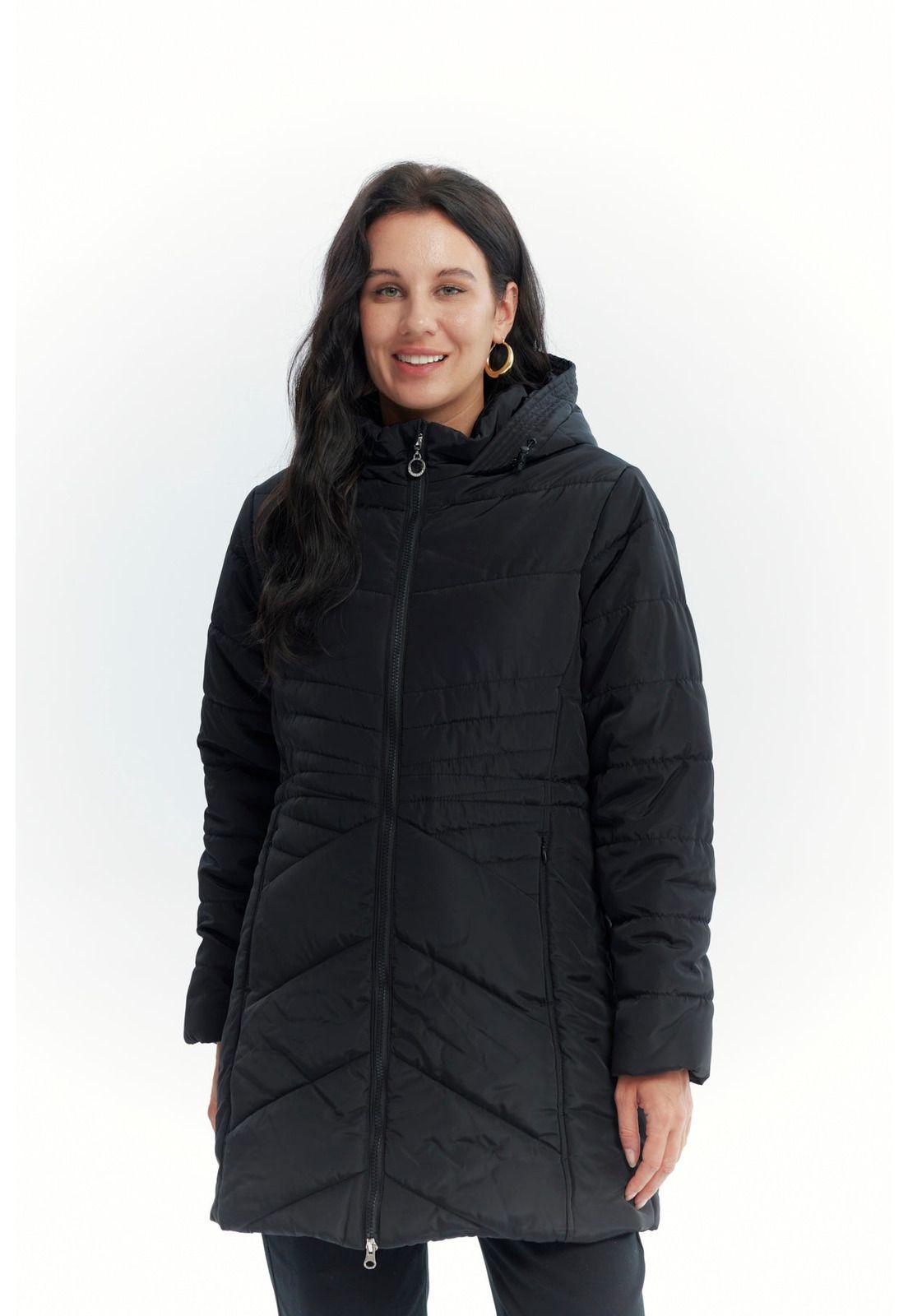 Parka Mujer Con Gorro Corte Negro-0