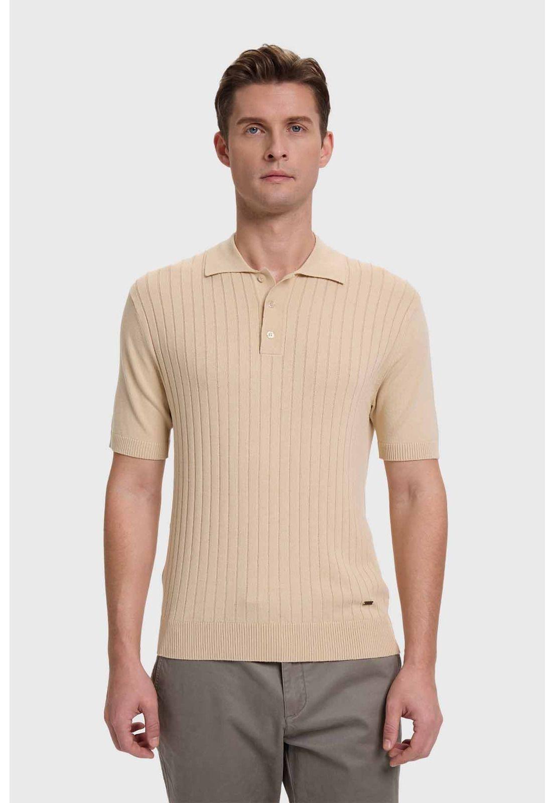 Polera Hombre Textura Línea Beige-0