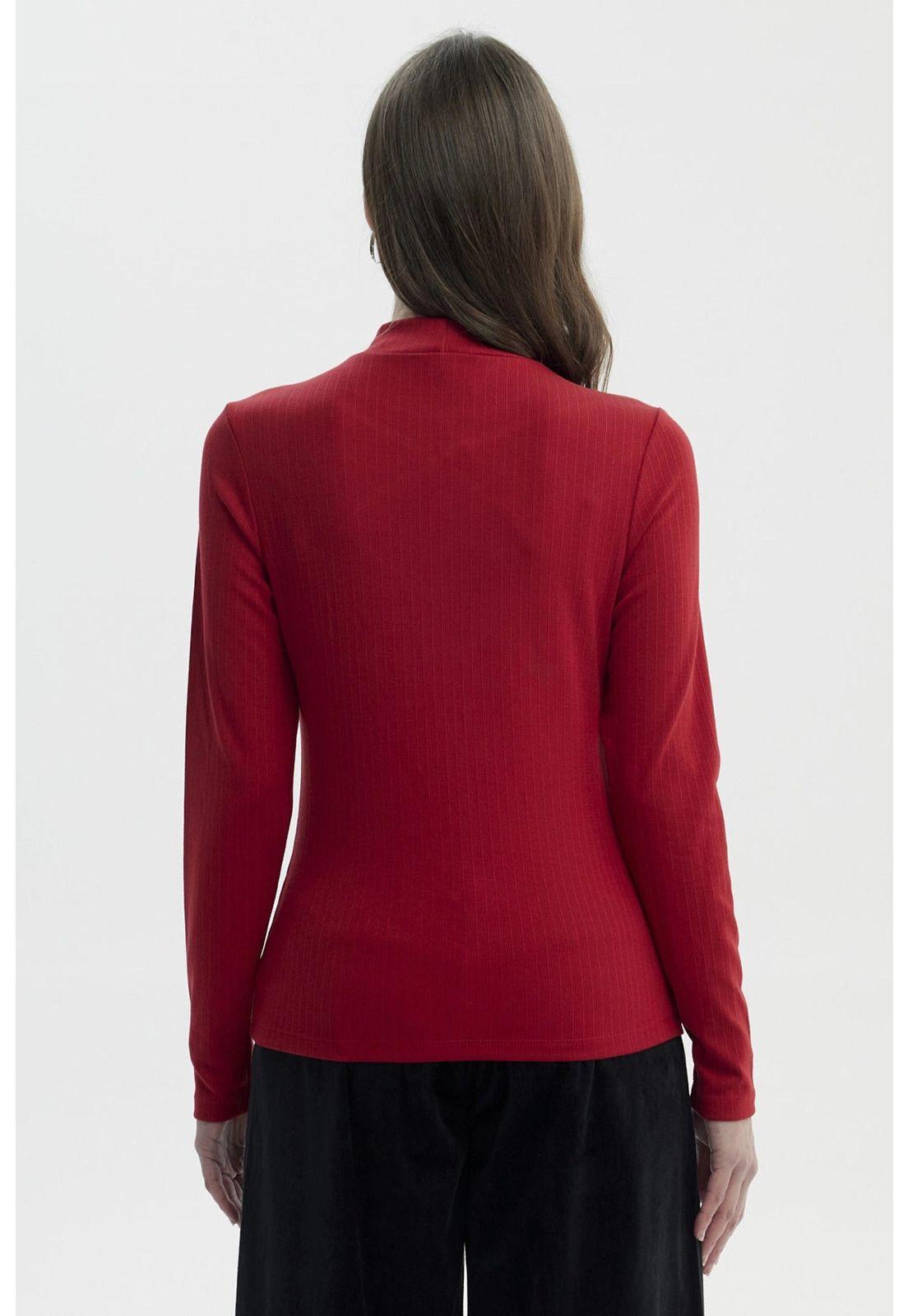 Polera Mujer Drapeado Lisa Rojo Oscuro-2