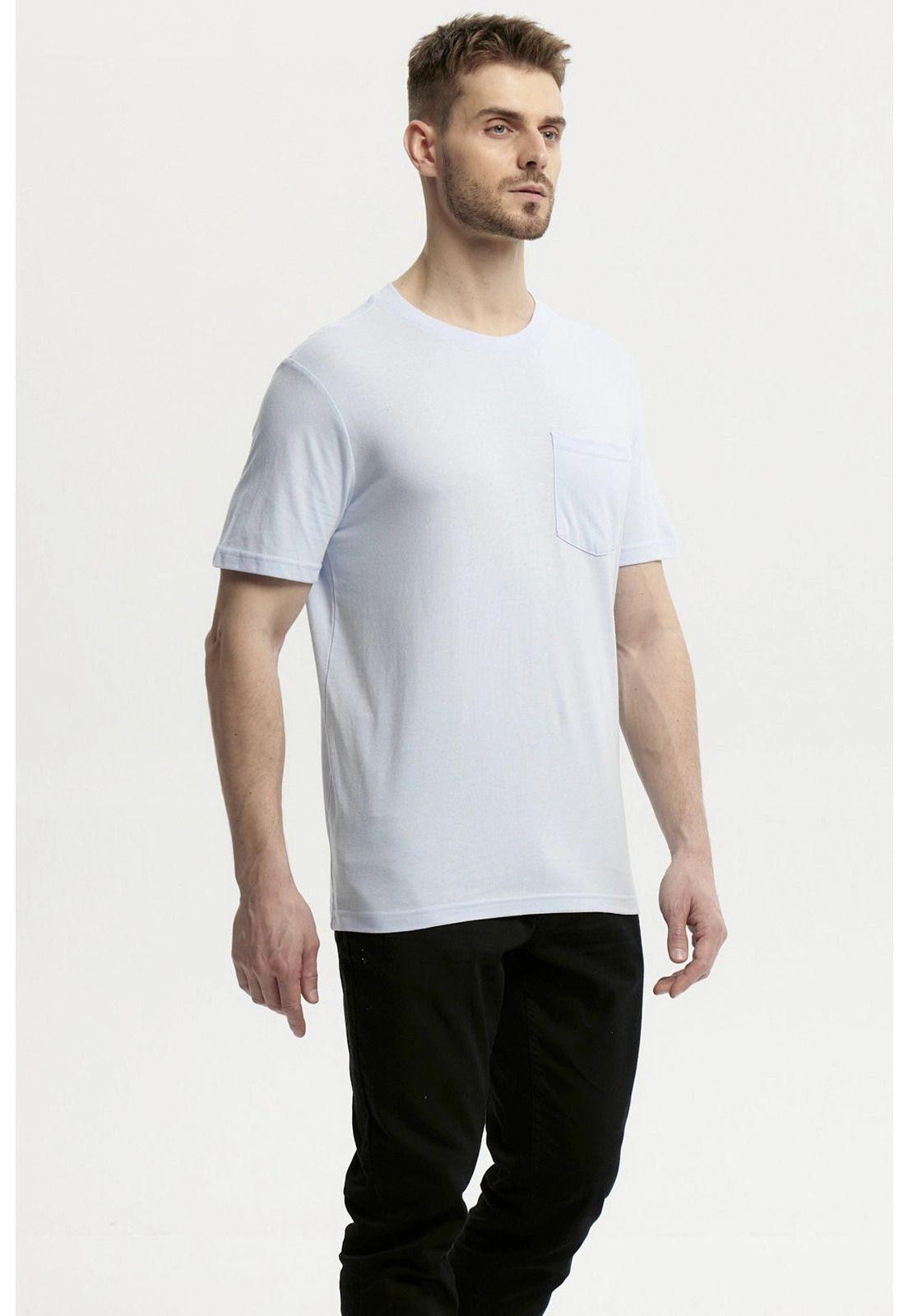 Polera Hombre Básica Con Bolsillo Celeste - lll-1