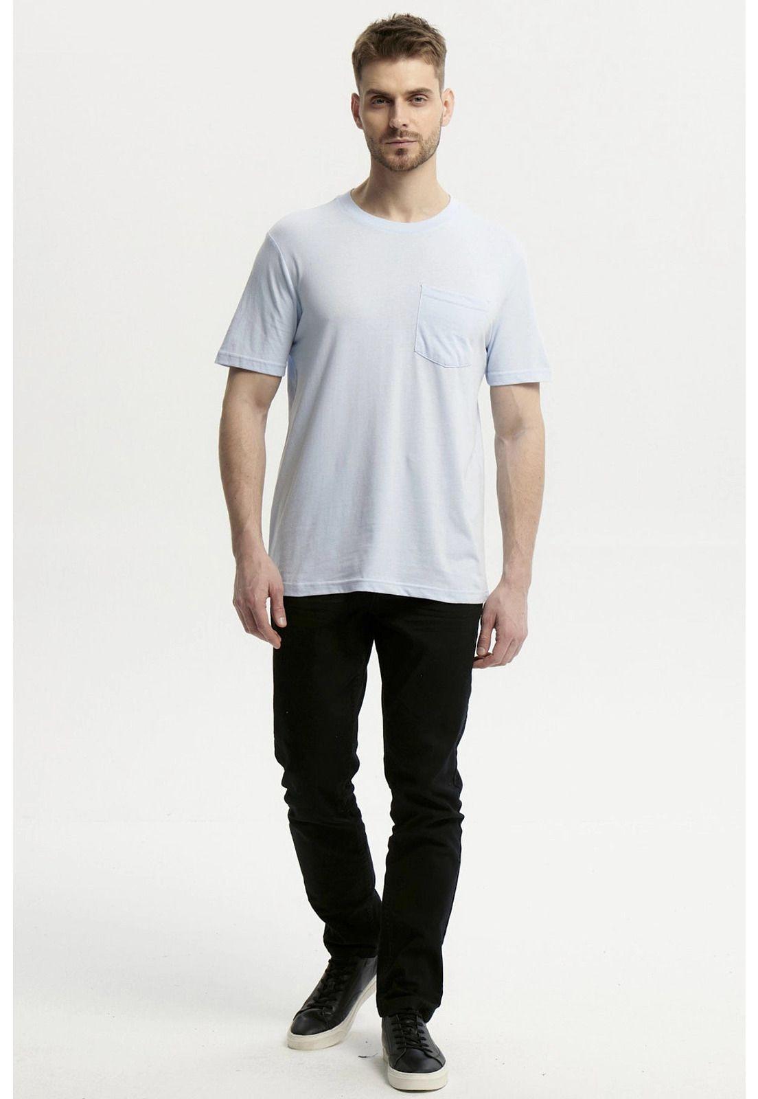 Polera Hombre Básica Con Bolsillo Celeste - lll-3