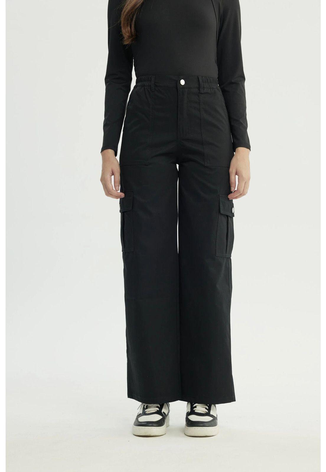 Pantalón Mujer Wide Leg Negro - XV-0