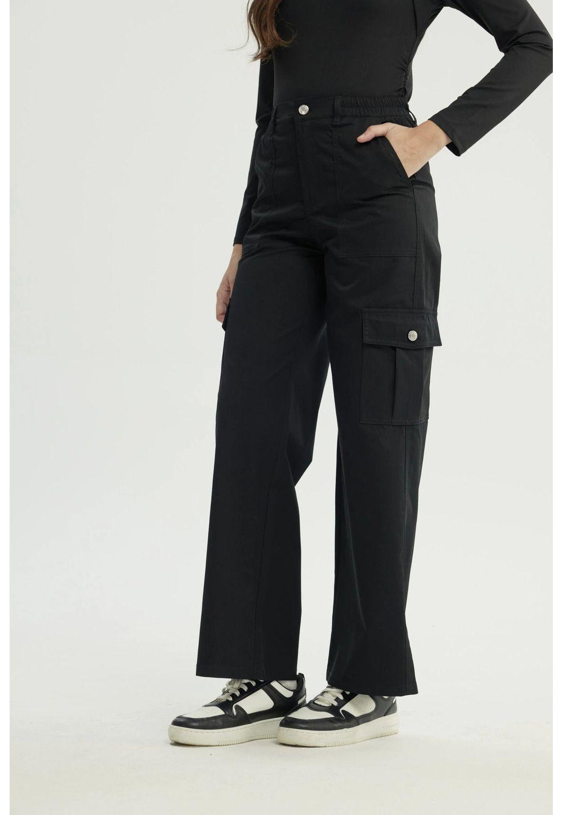 Pantalón Mujer Wide Leg Negro - XV-1