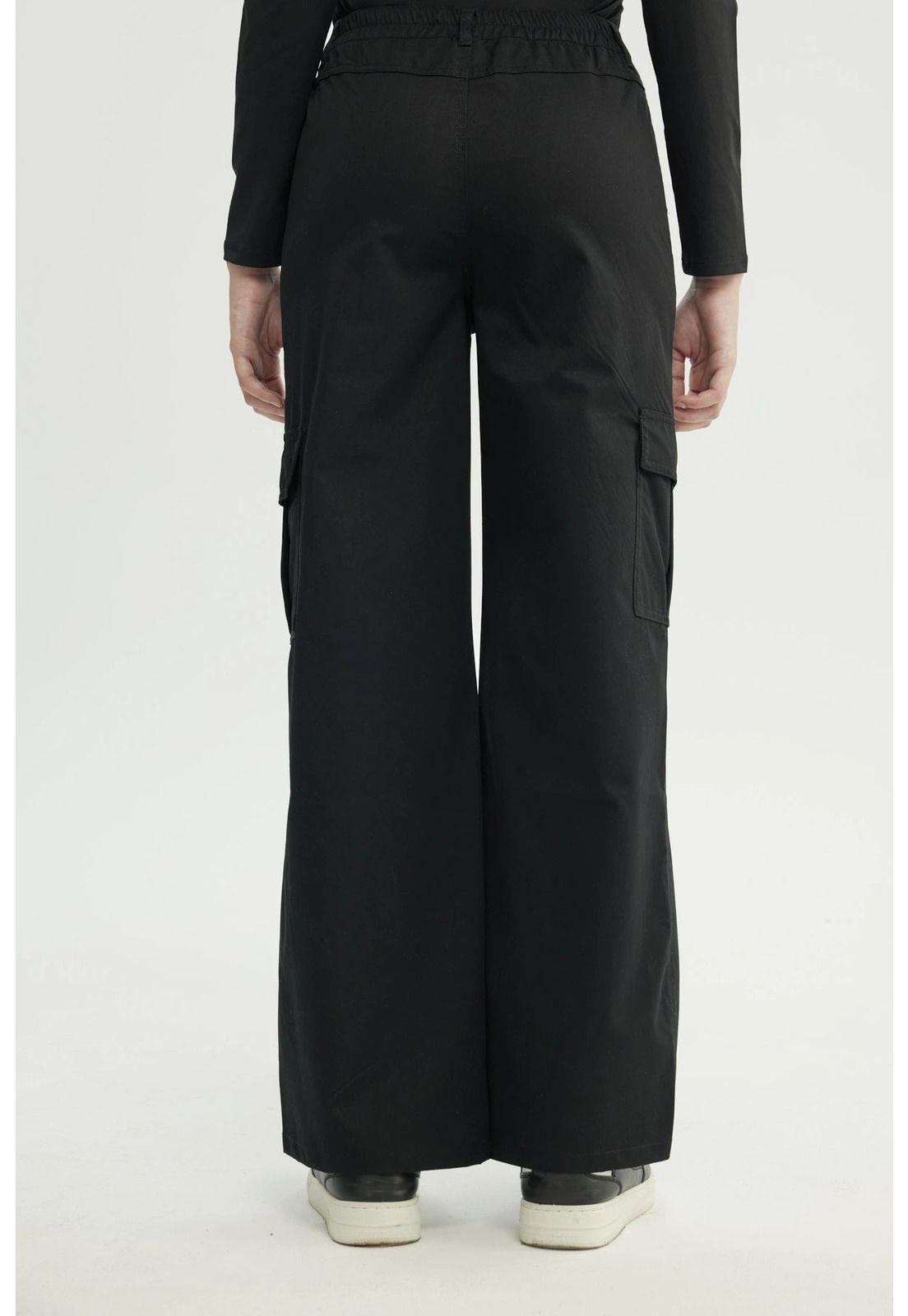 Pantalón Mujer Wide Leg Negro - XV-2