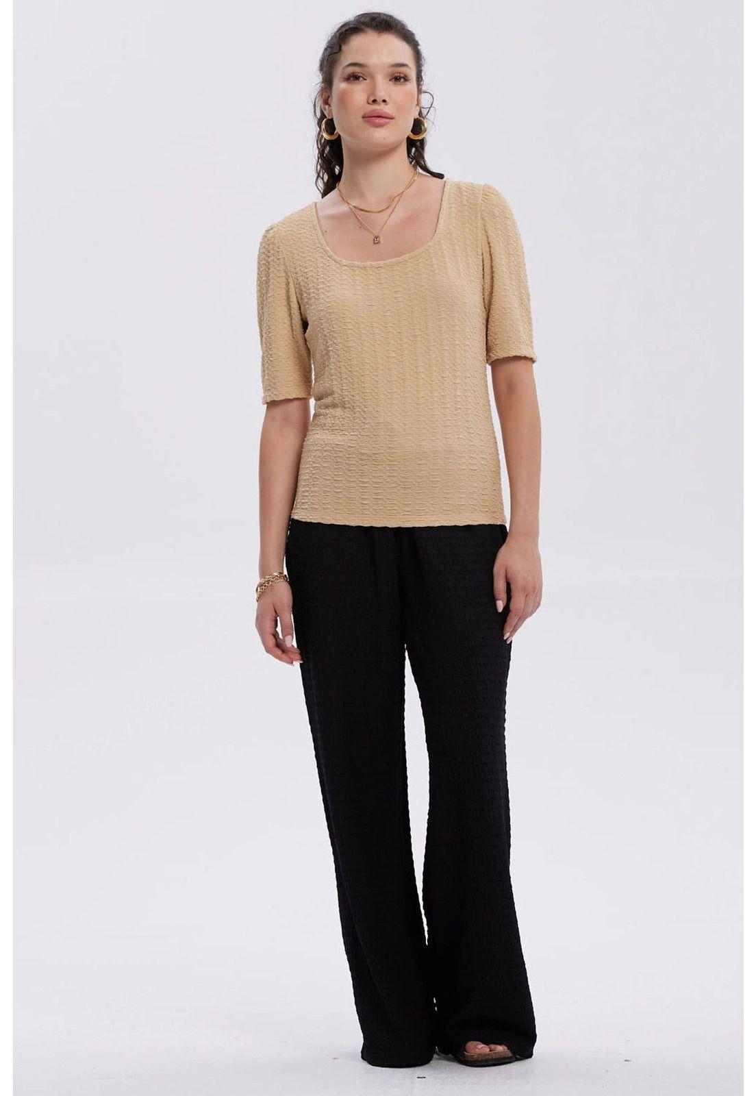 Pantalón Mujer Con Cordón Y Textura Negro-3
