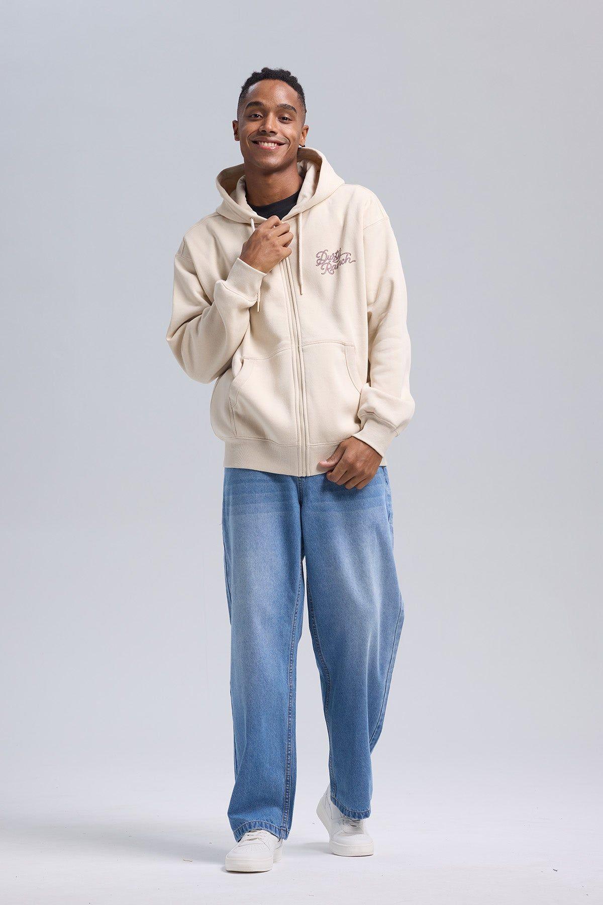 Polerón Hombre Full Zipper Doble Beige-3