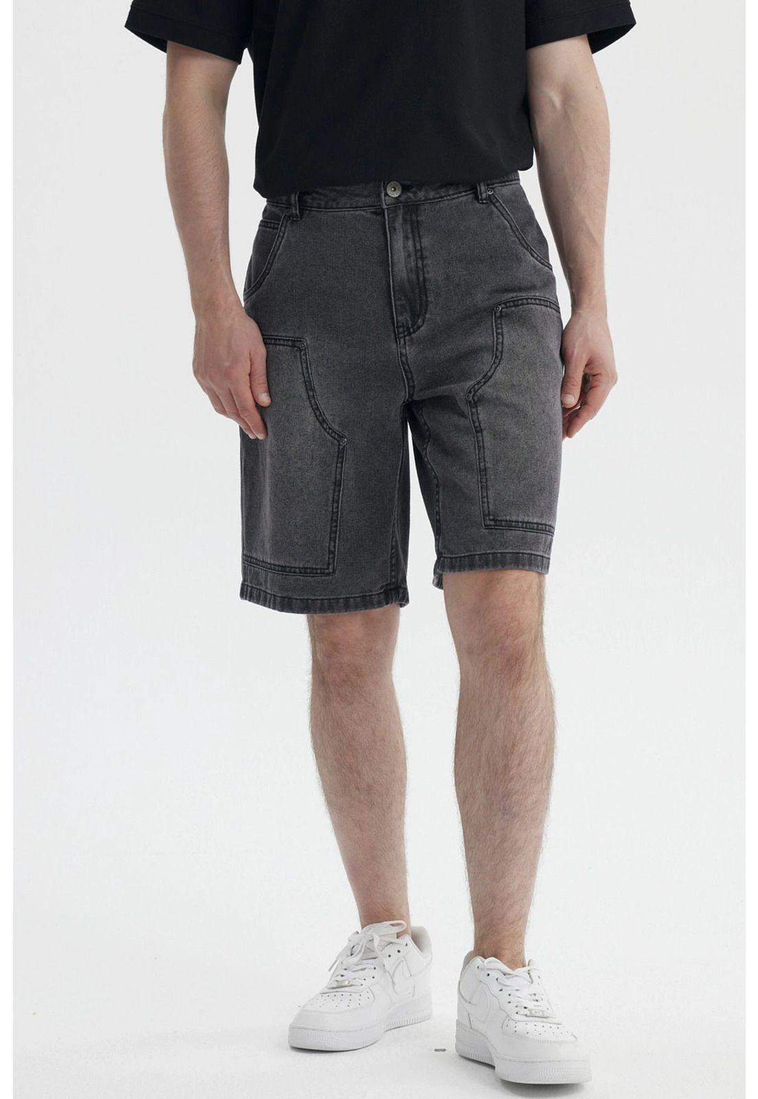 Bermuda Hombre Parche Carpintero Negro-0