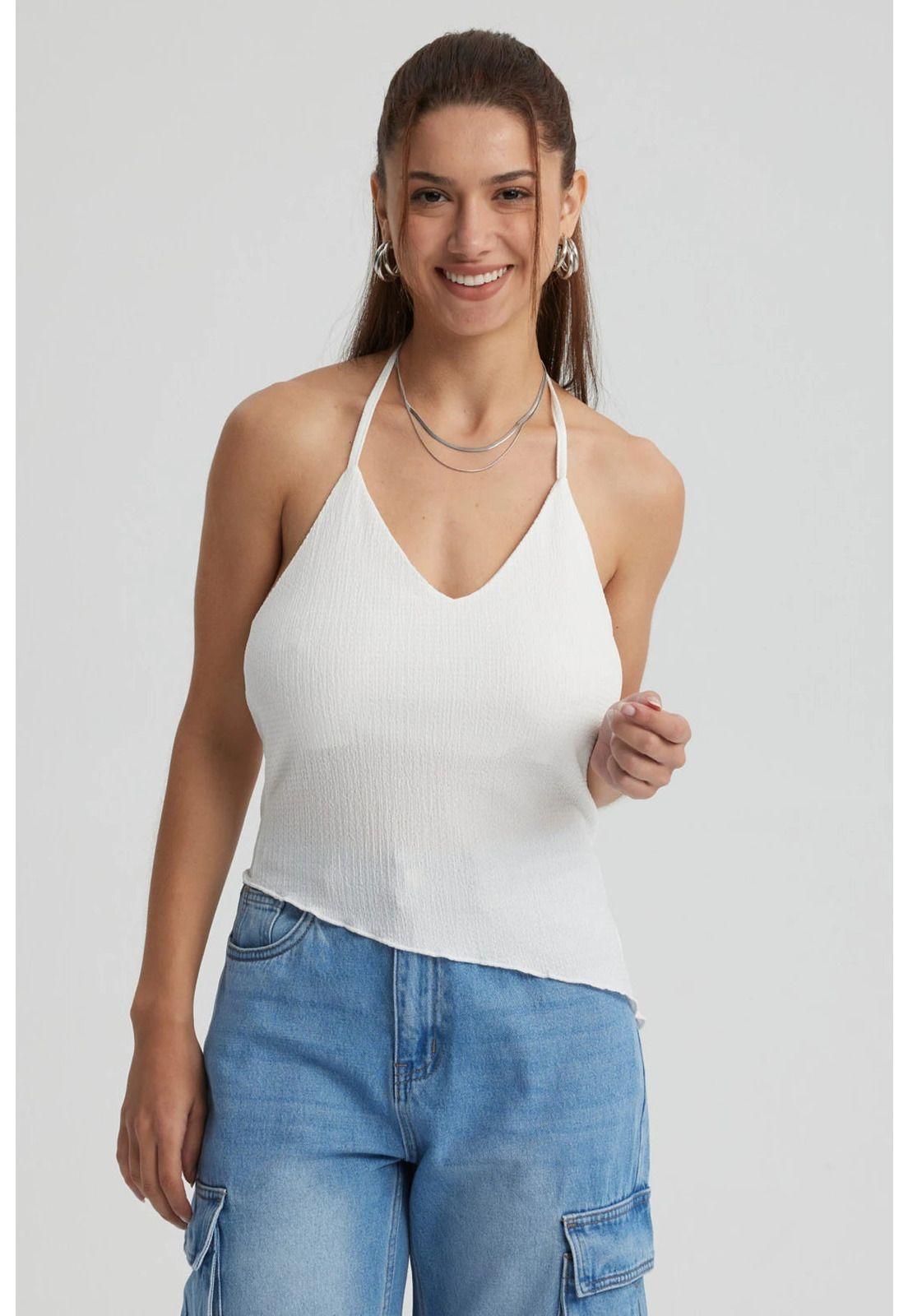 Peto Mujer Basta Asimétrica Blanco-0