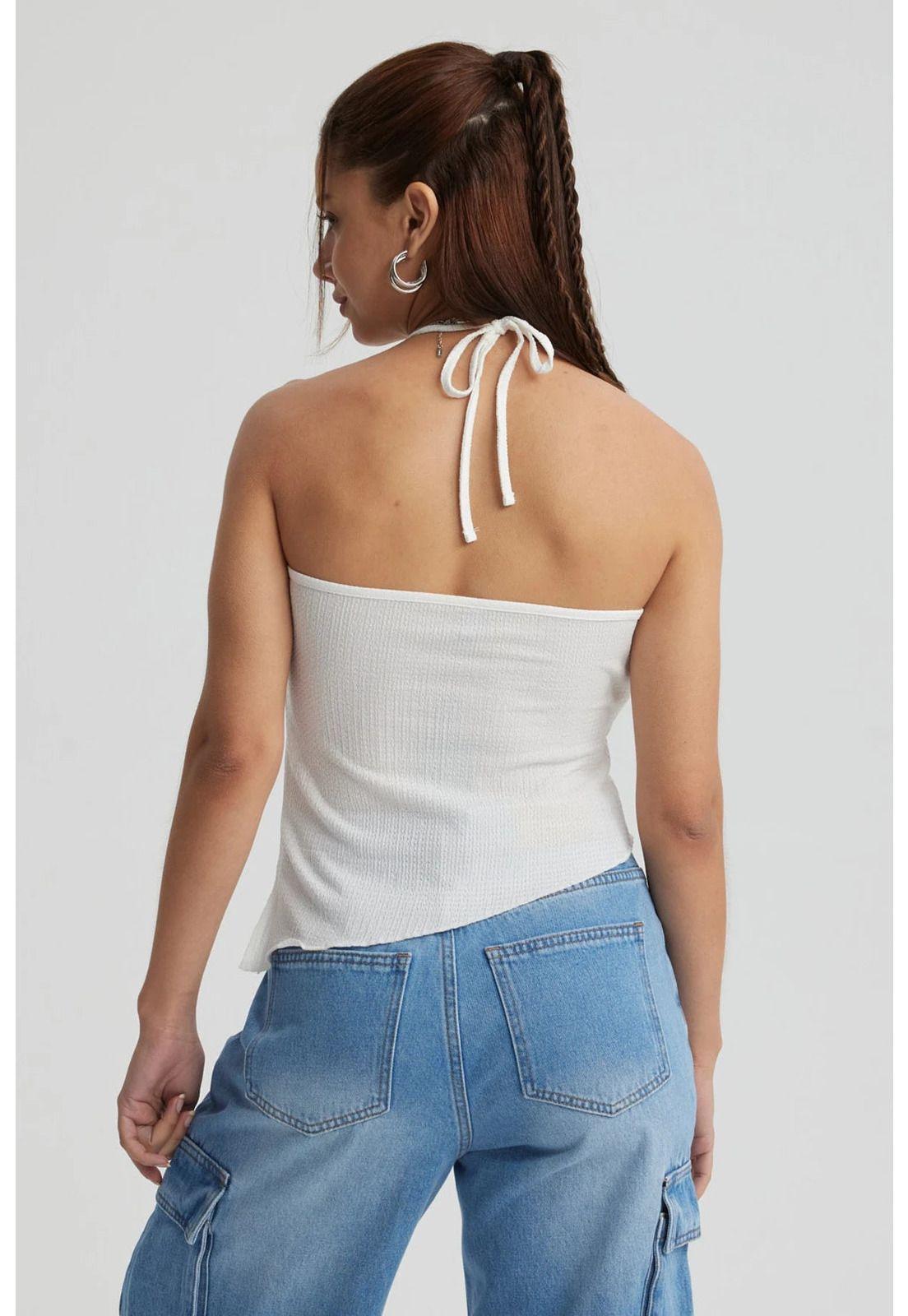 Peto Mujer Basta Asimétrica Blanco-1