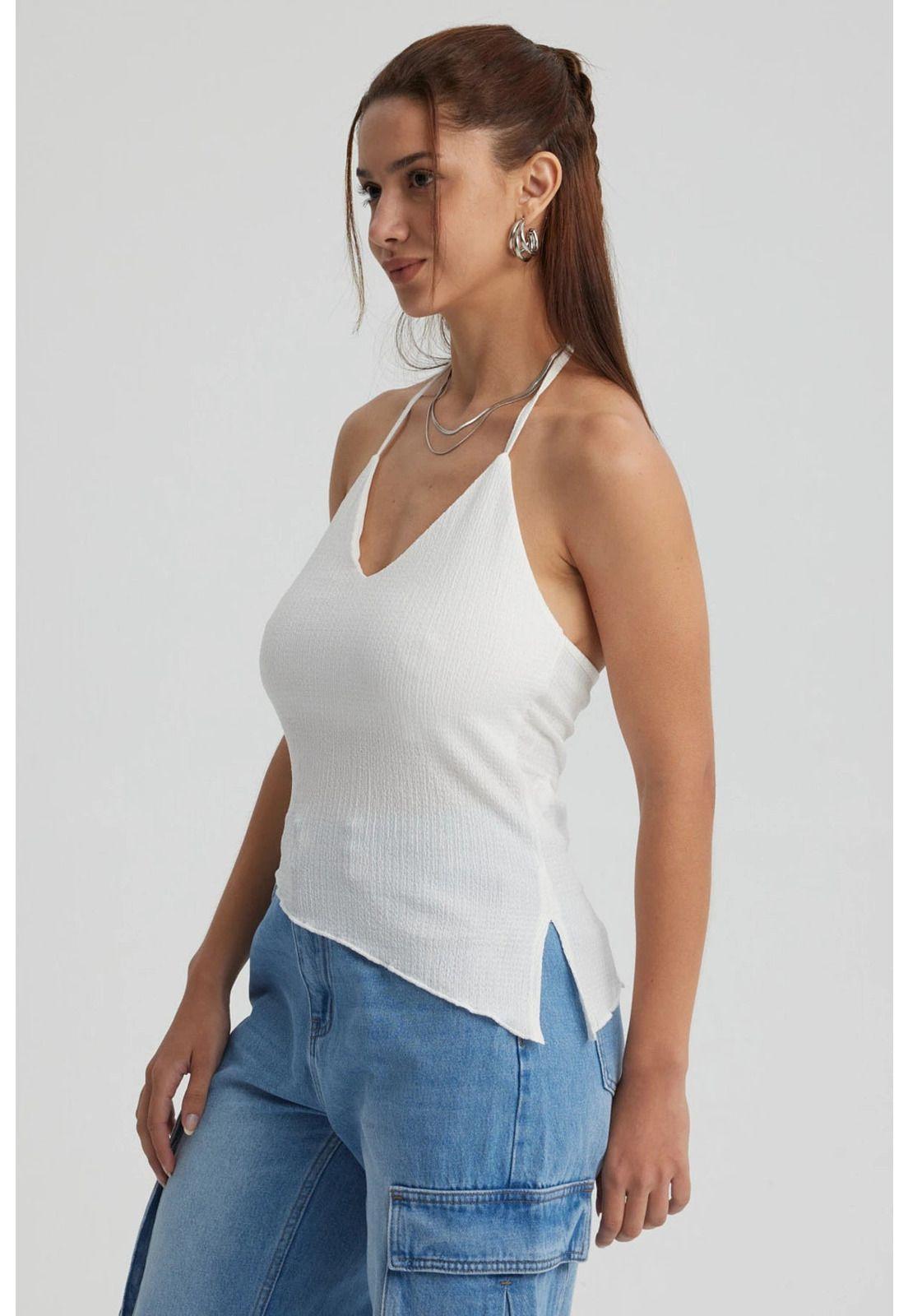 Peto Mujer Basta Asimétrica Blanco-2