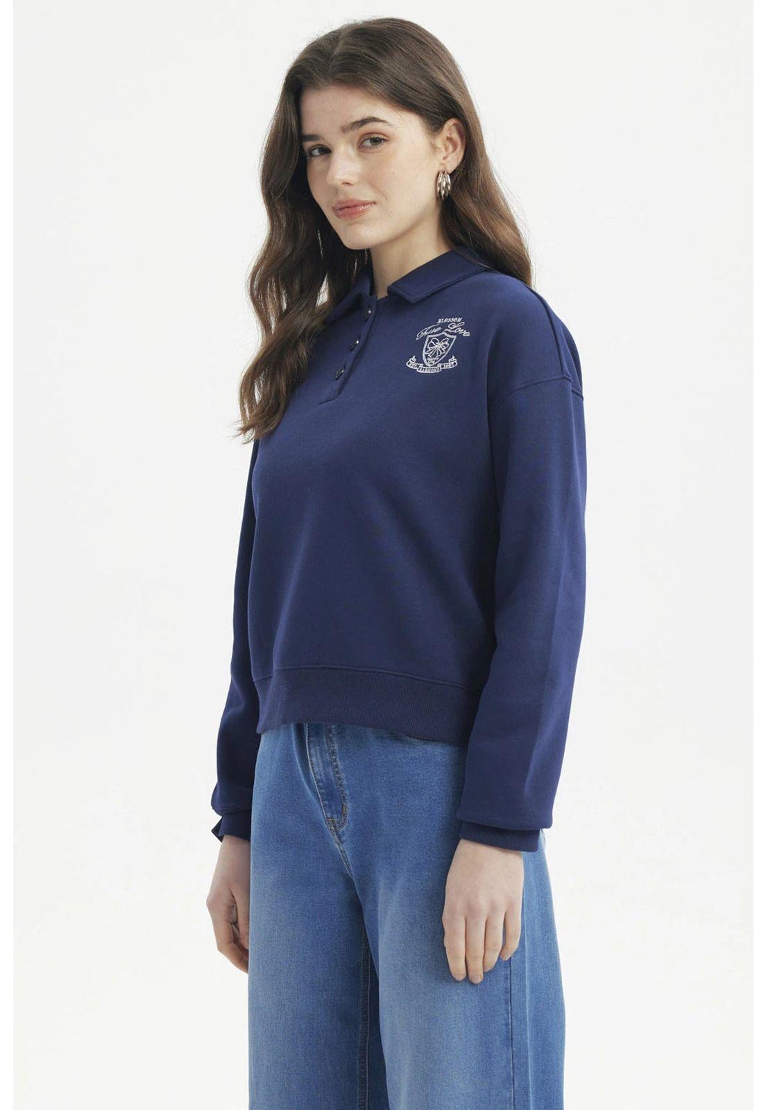 Polerón Mujer Slim Azul-2