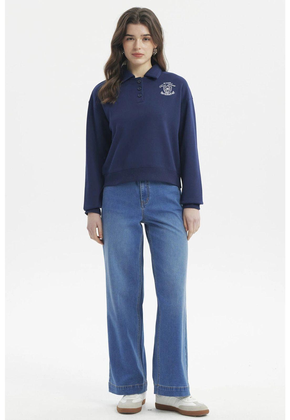 Polerón Mujer Slim Azul-3