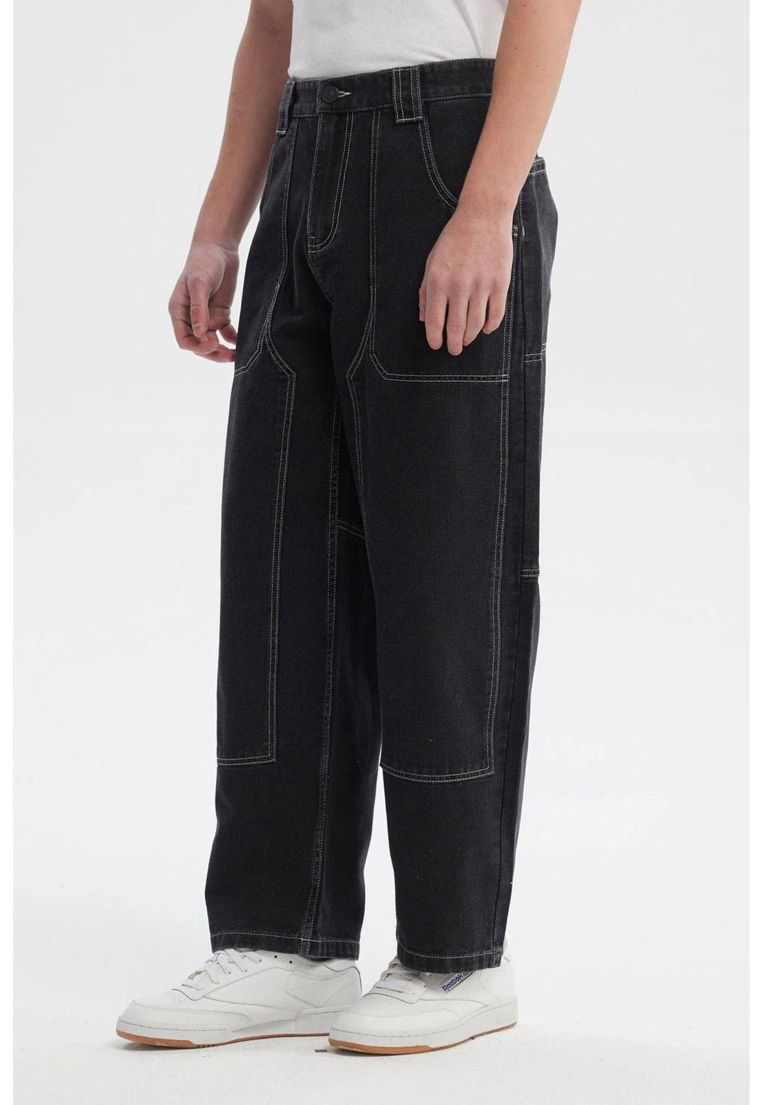 Jeans Hombre Baggy Costura Negro-1