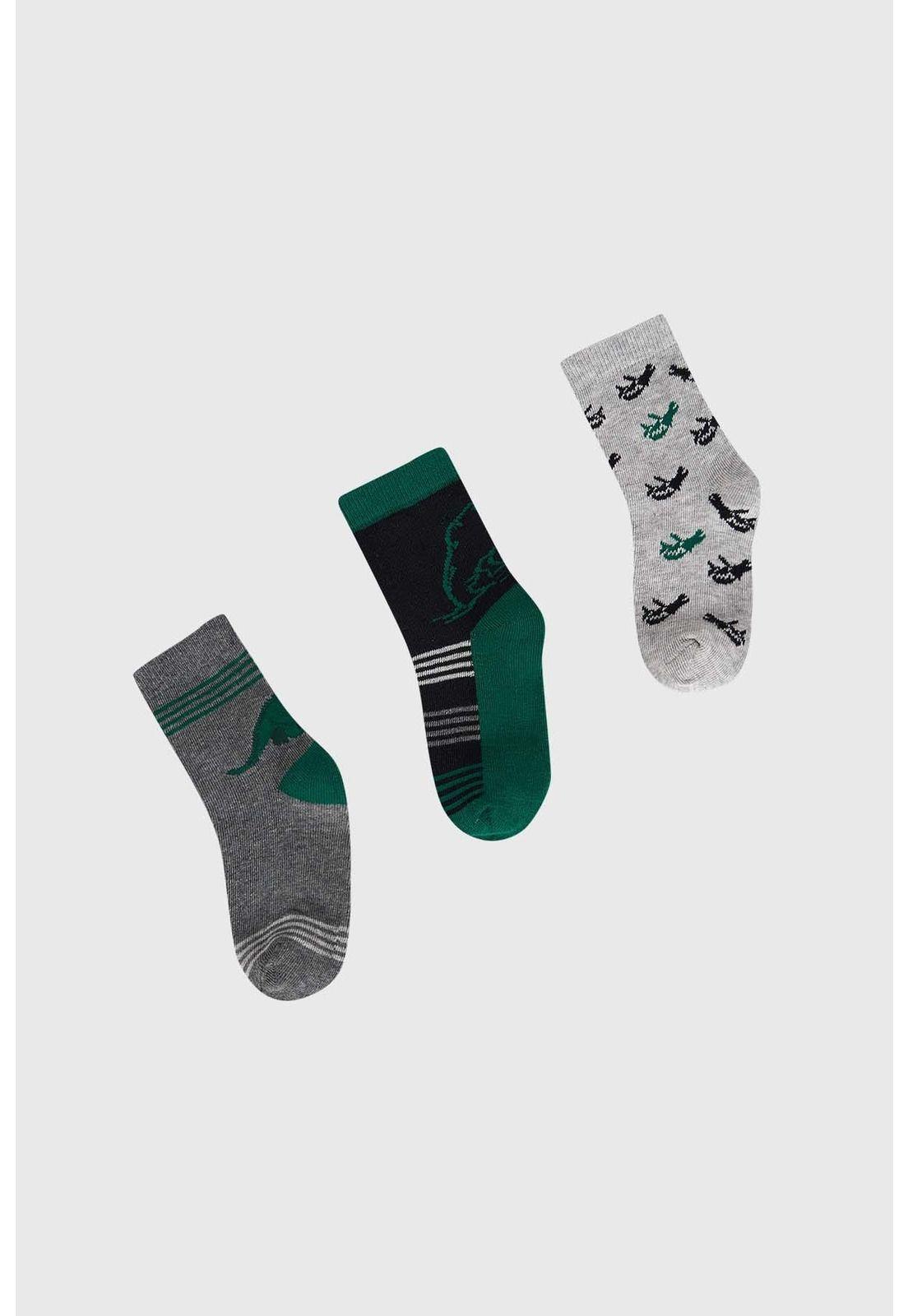 Calcetín De Vestir Niño Tripack Verde - lll-0