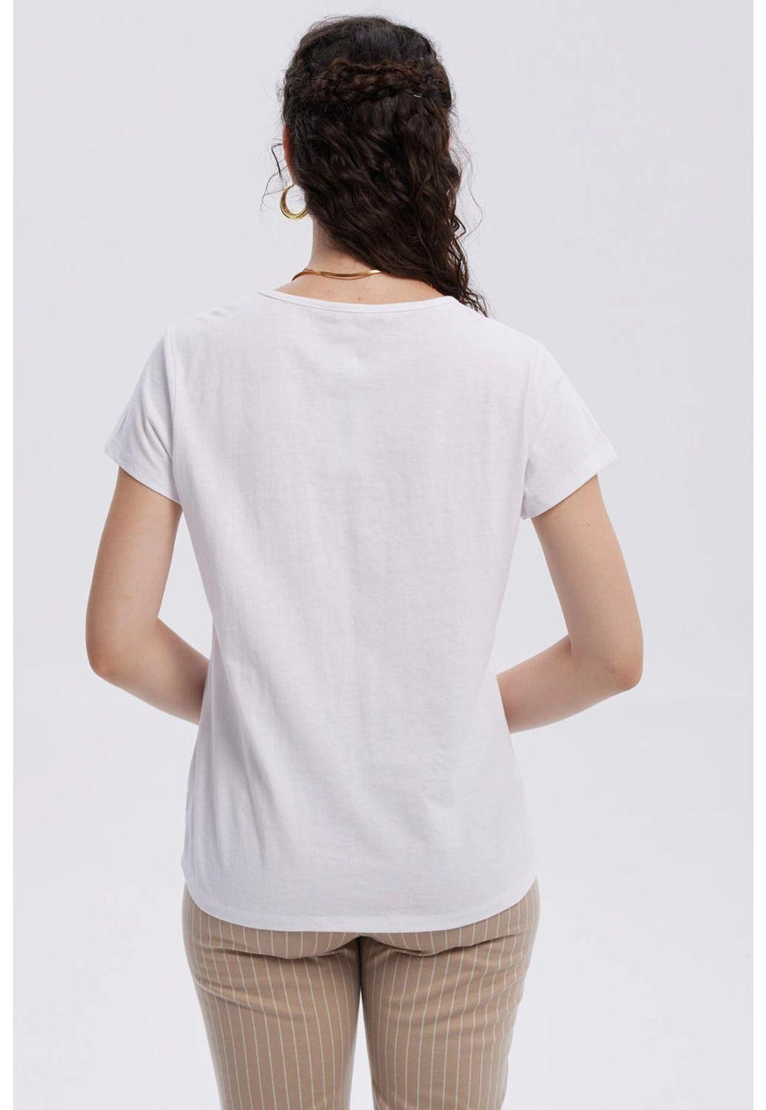 Polera Mujer Print Aplicación Folia Blanco-2