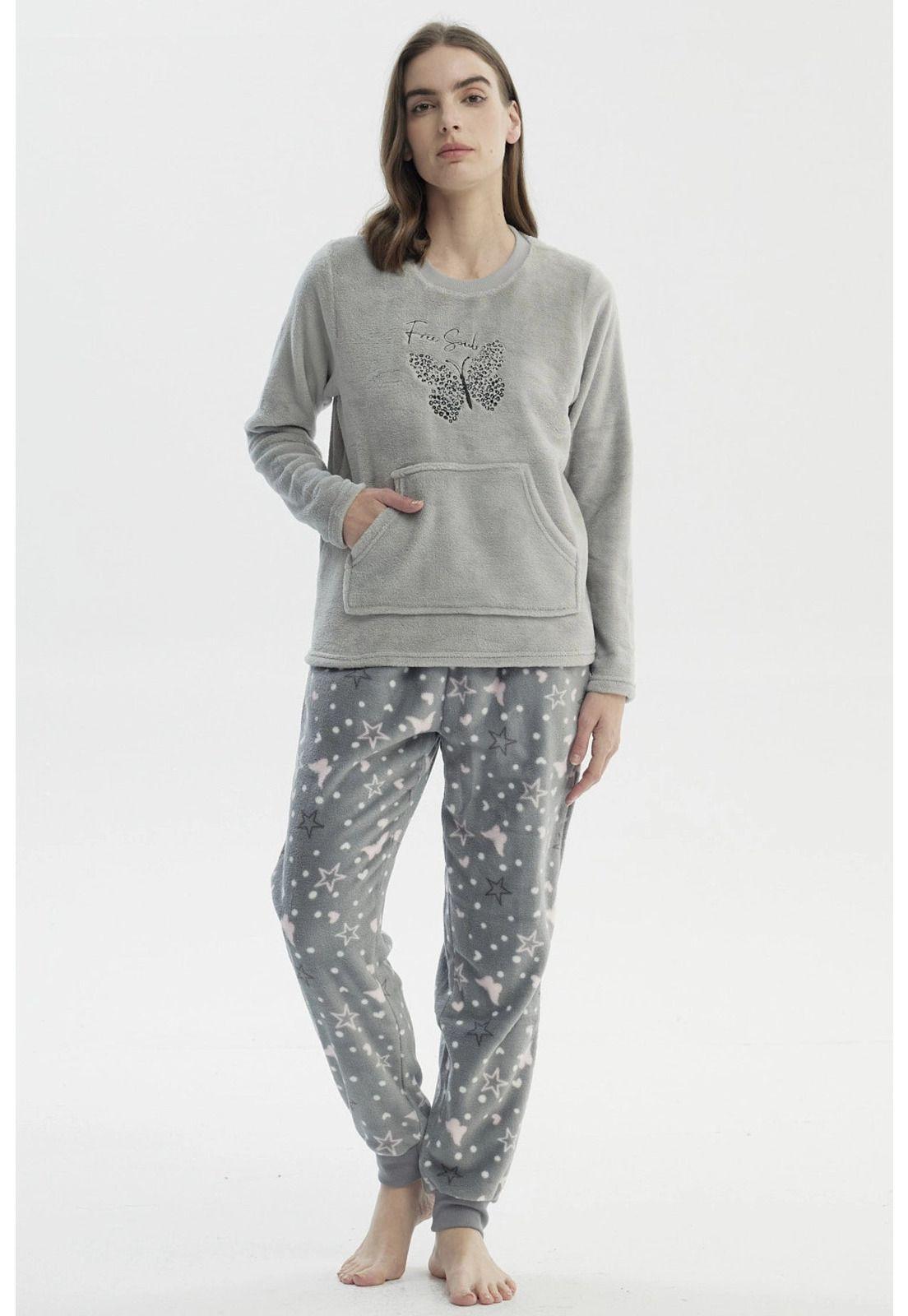 Pijama Mujer Polera Y Pantalón Gris - ll-0