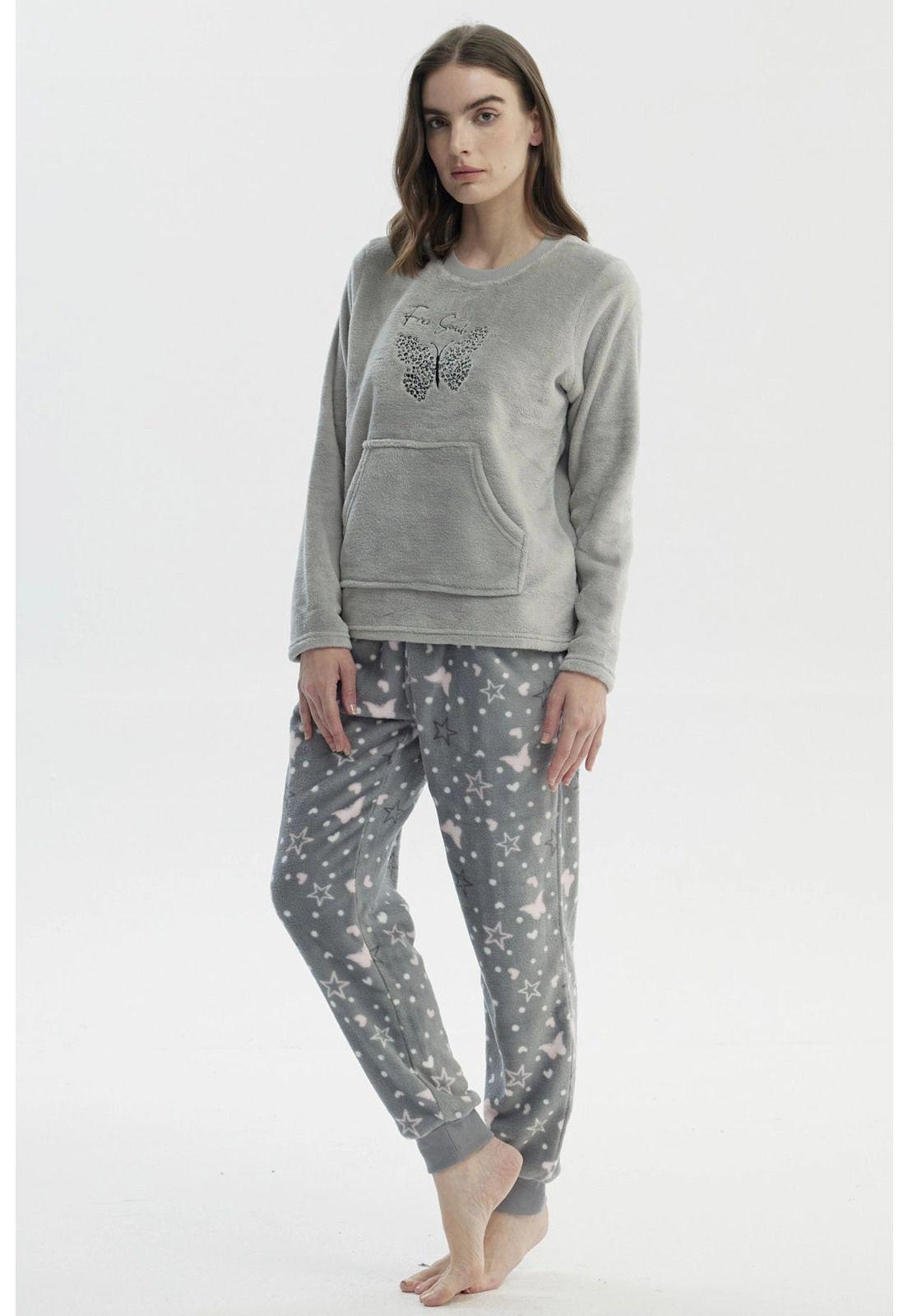 Pijama Mujer Polera Y Pantalón Gris - ll-1