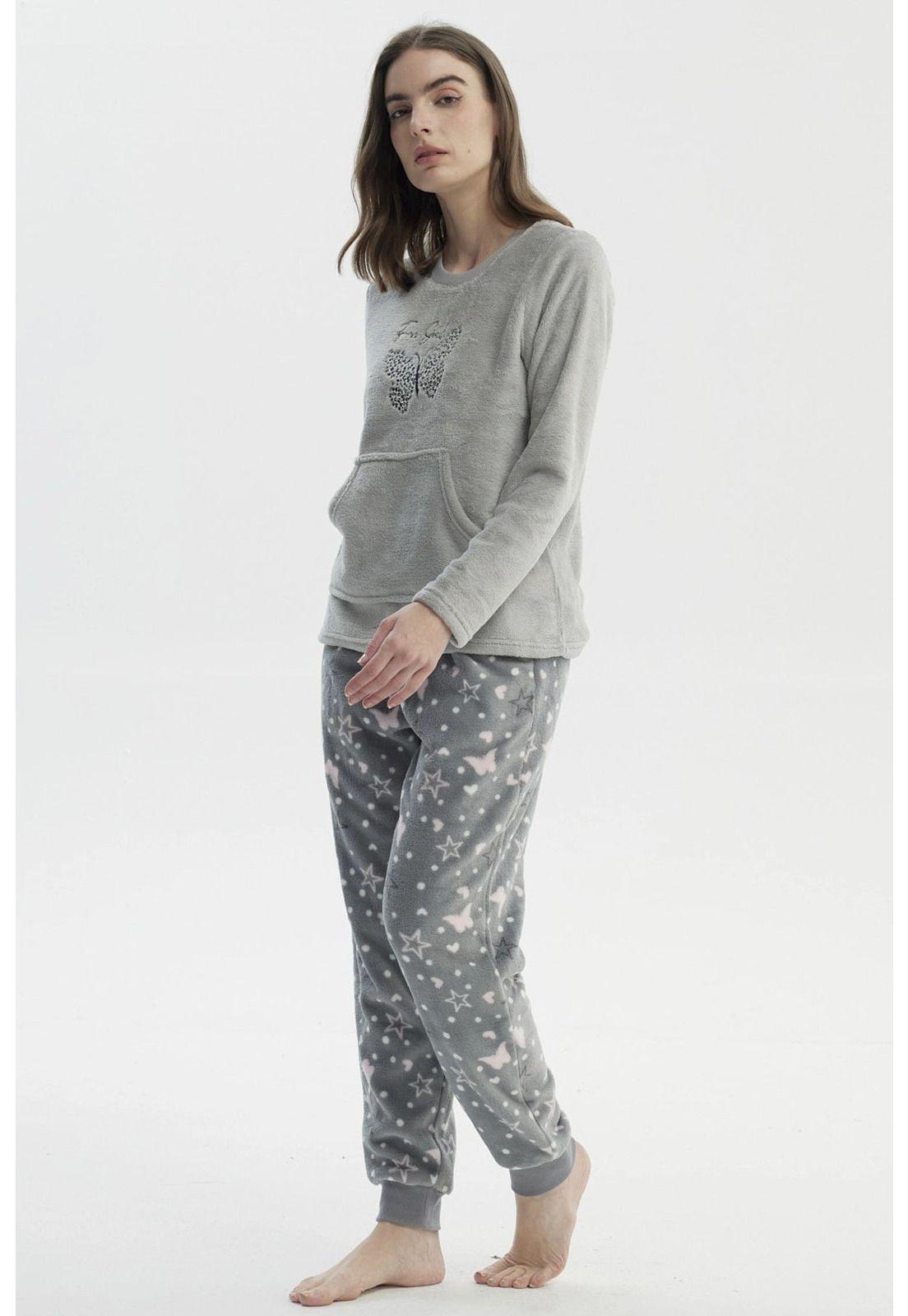 Pijama Mujer Polera Y Pantalón Gris - ll-3