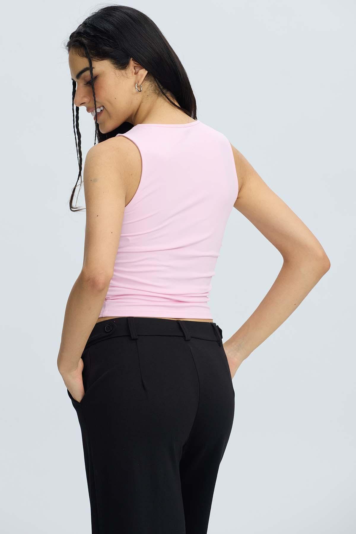 Polera Mujer Drapeada Palo Rosa-2