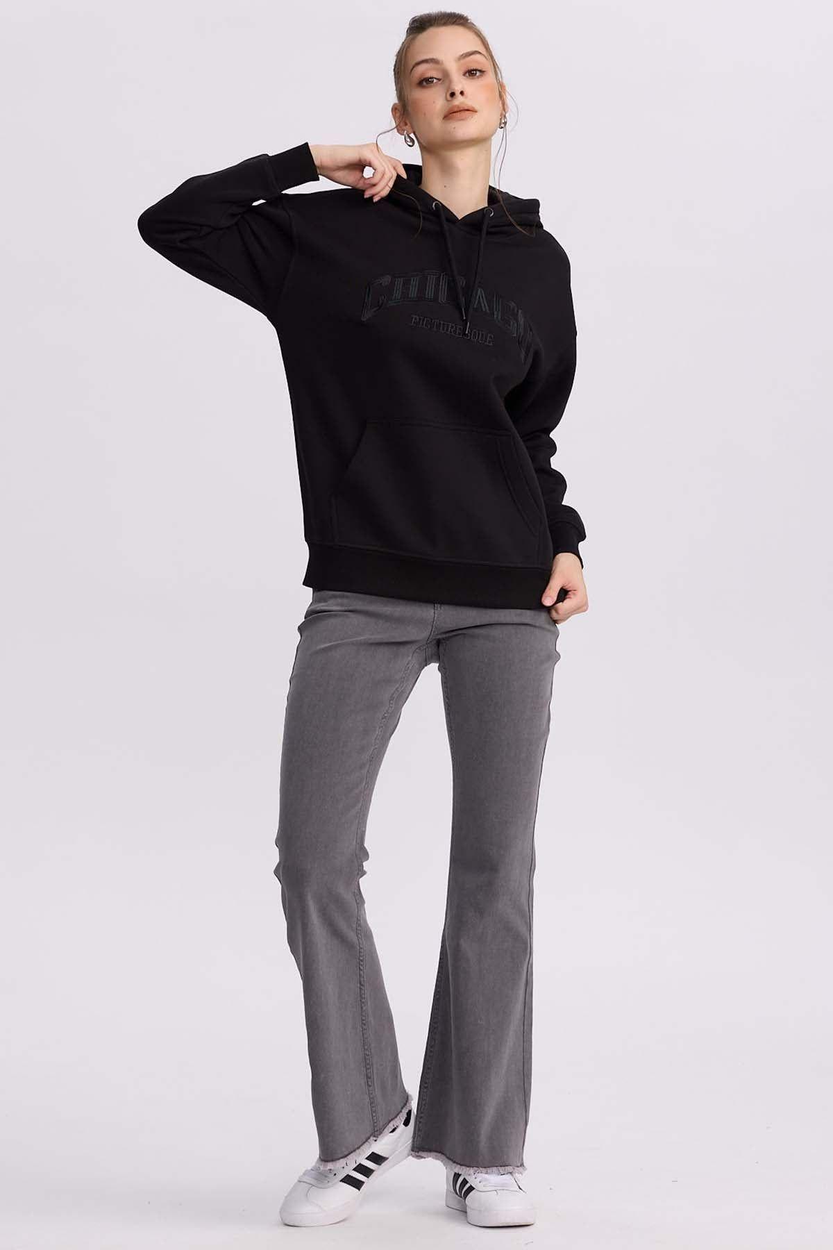 Jeans Mujer Flare Monse Gris-3