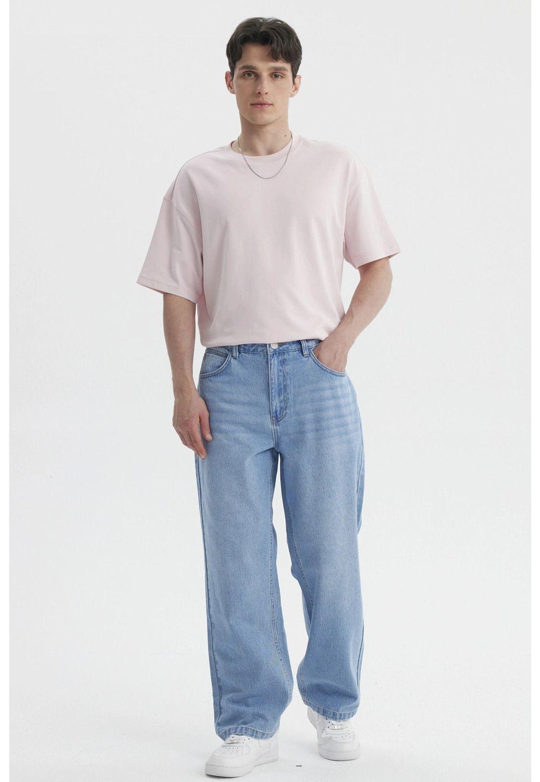 Jeans Hombre Calce Recto Lavado Azul Claro-3