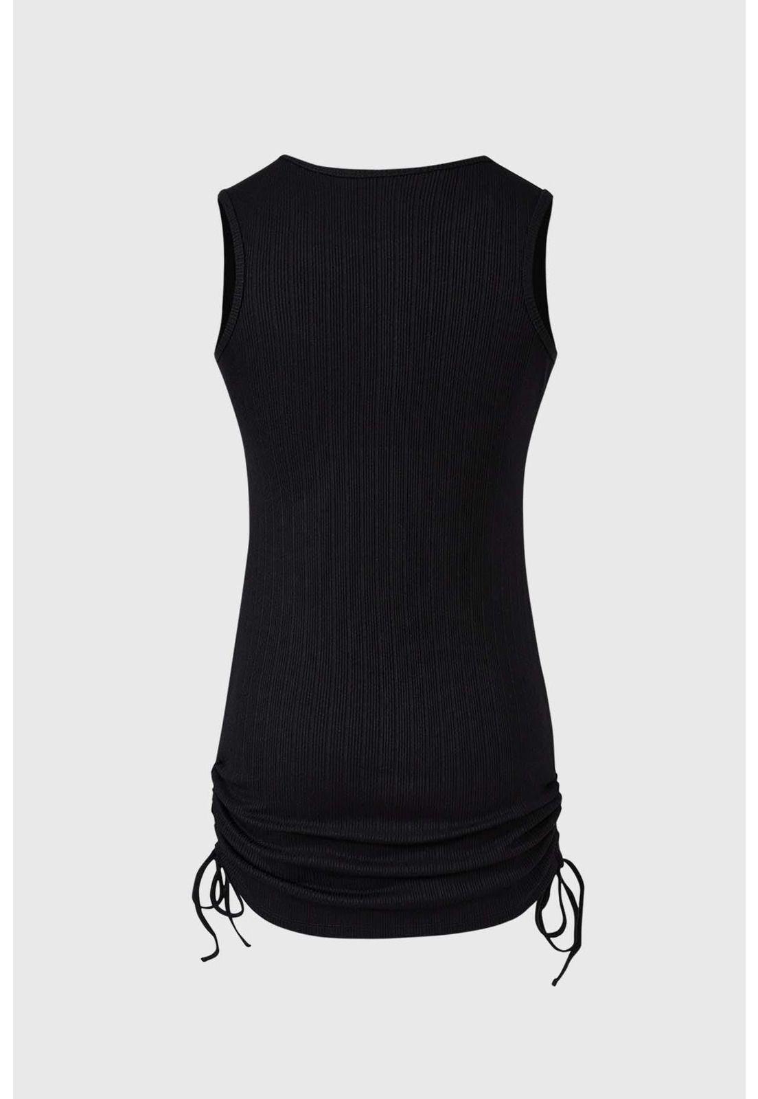 Vestido Niña Tiritas Rib Negro-1