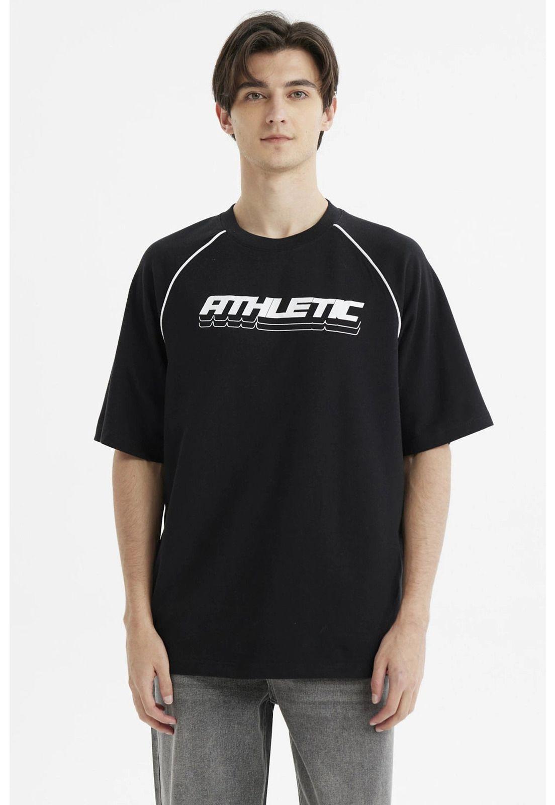 Polera Hombre Oversize Print Negro-0