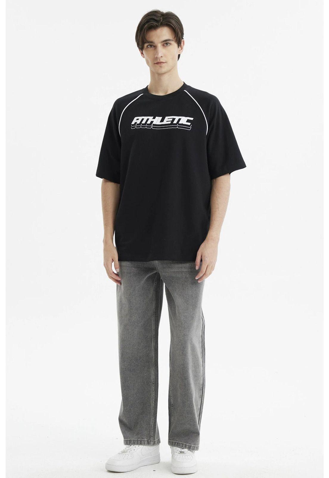 Polera Hombre Oversize Print Negro-3