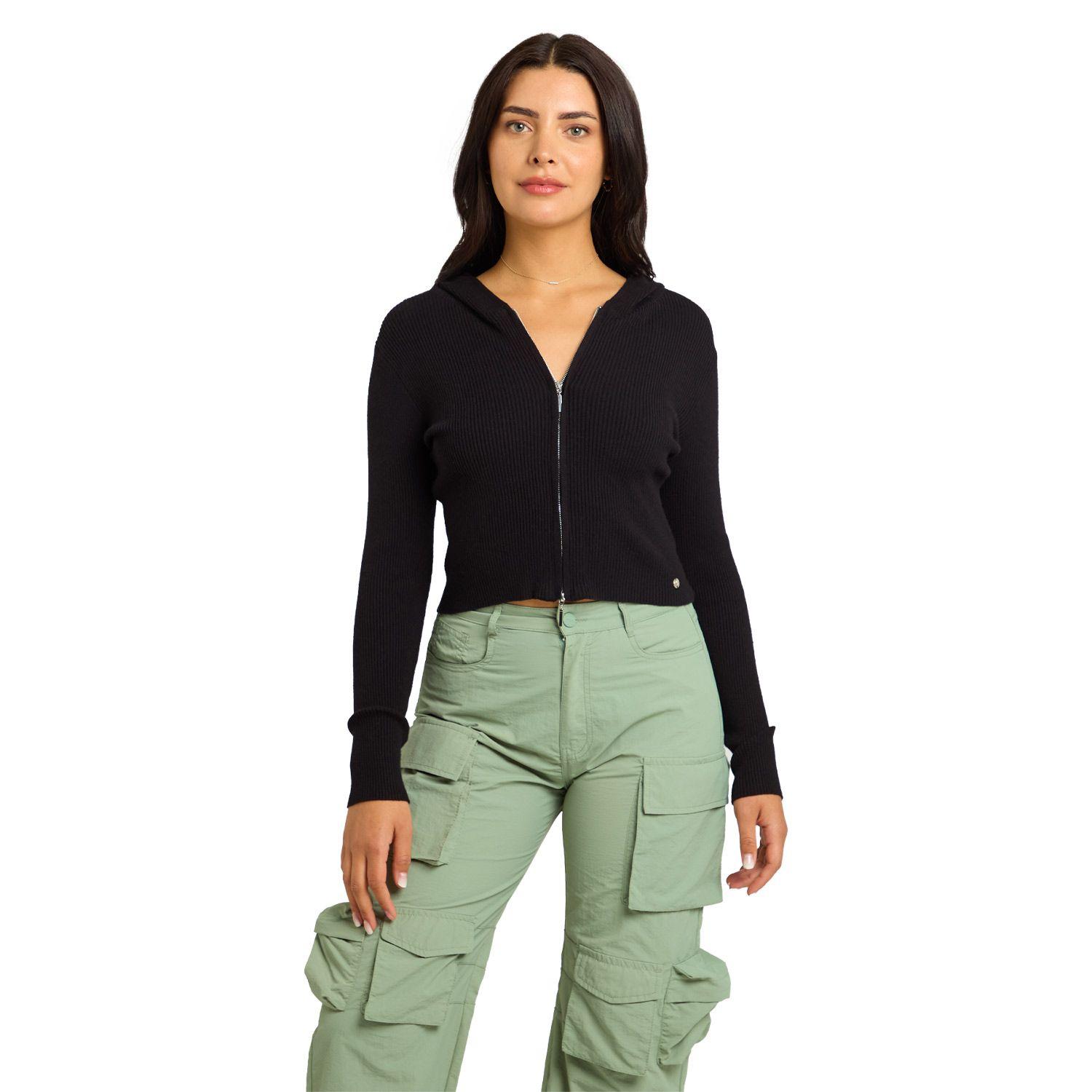 Sweater Mujer Zipper Negro Fashion's Park-0