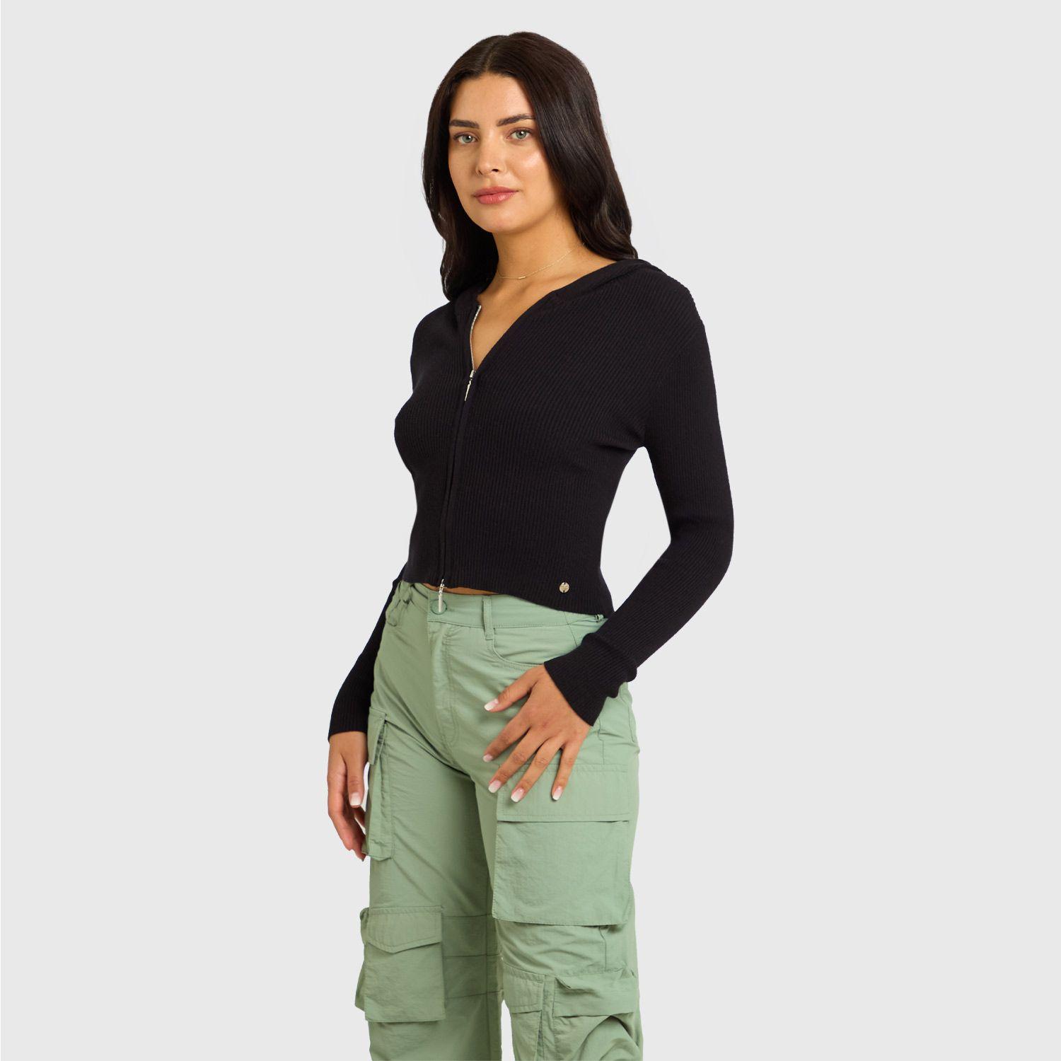 Sweater Mujer Zipper Negro Fashion's Park-1