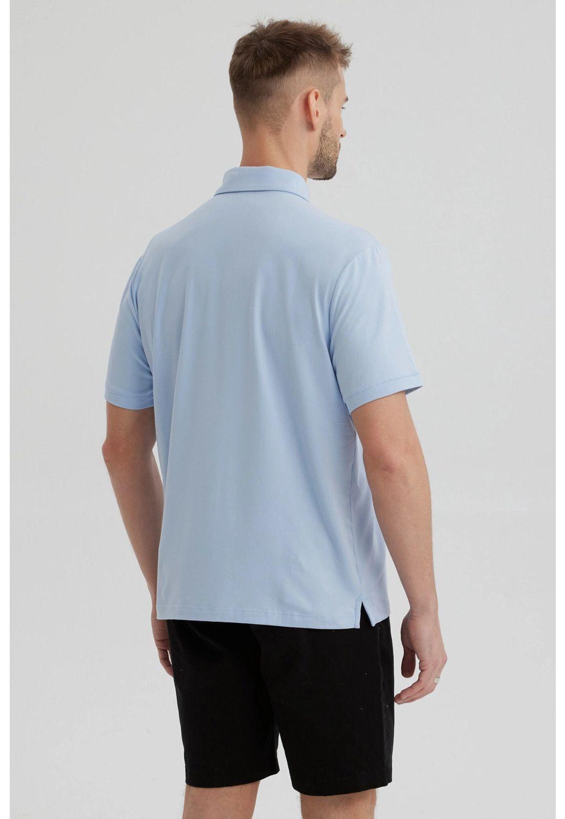 Polera Hombre Slim Cuello Camisero Celeste-2