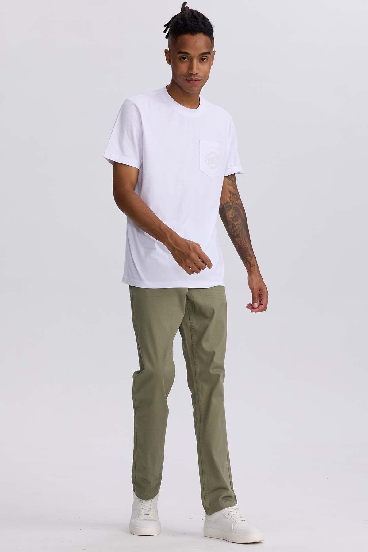 Jeans Hombre Slim Color Verde Militar-3