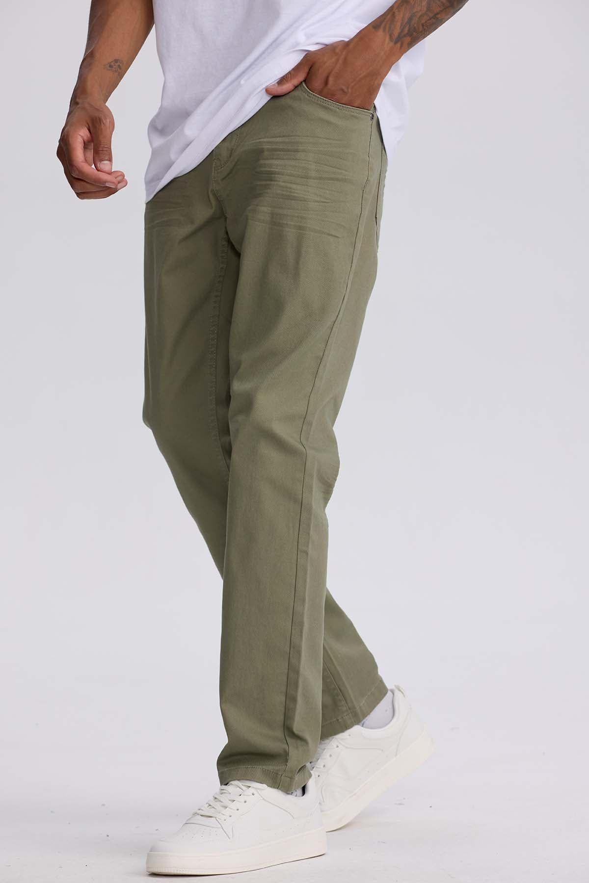 Jeans Hombre Slim Color Verde Militar-1
