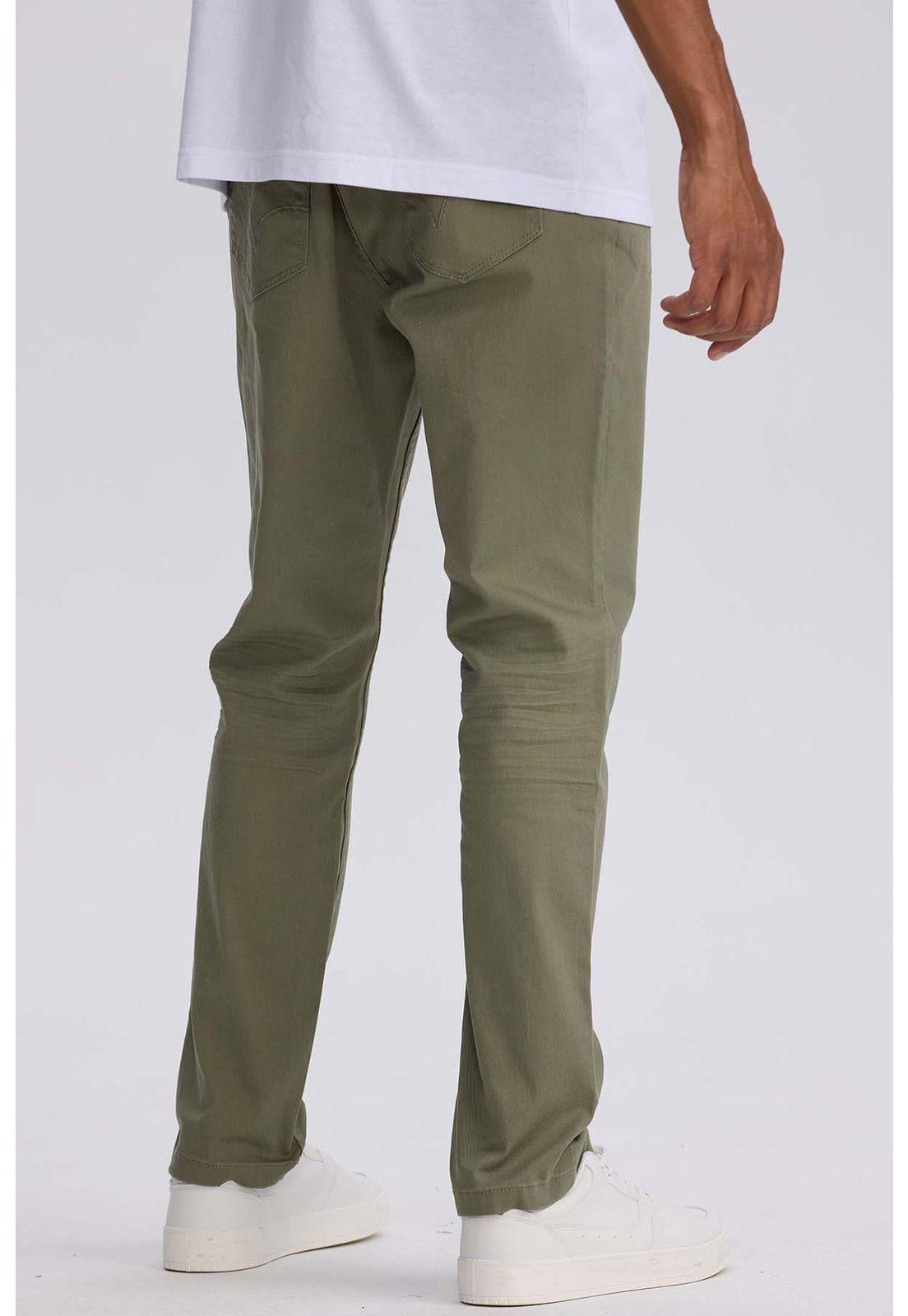 Jeans Hombre Slim Color Verde Militar-2