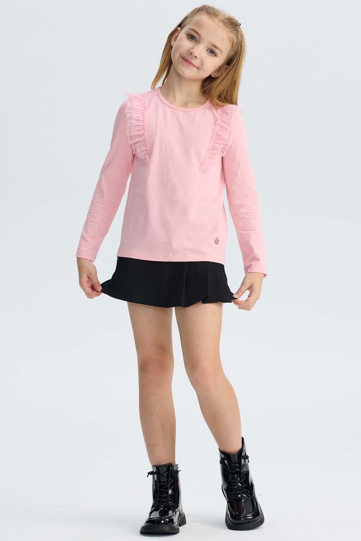 Falda Niña Tipo Short Tableada Negro-3