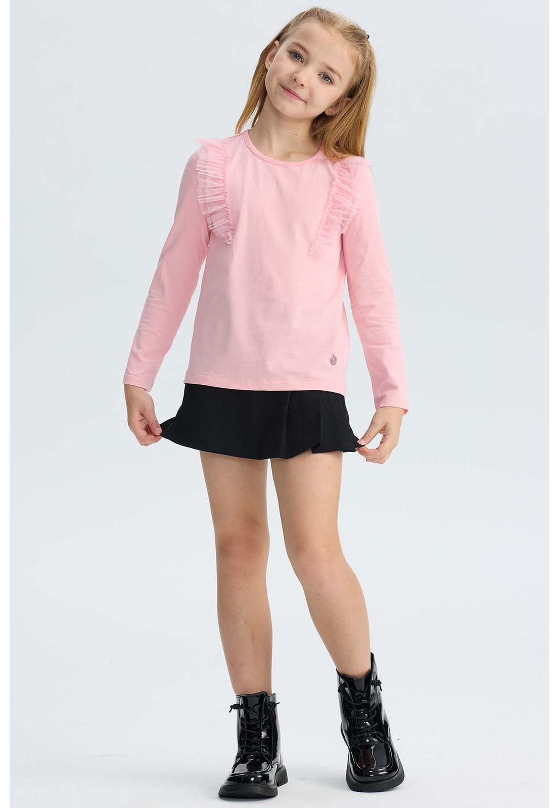 Falda Niña Tipo Short Tableada Negro-3