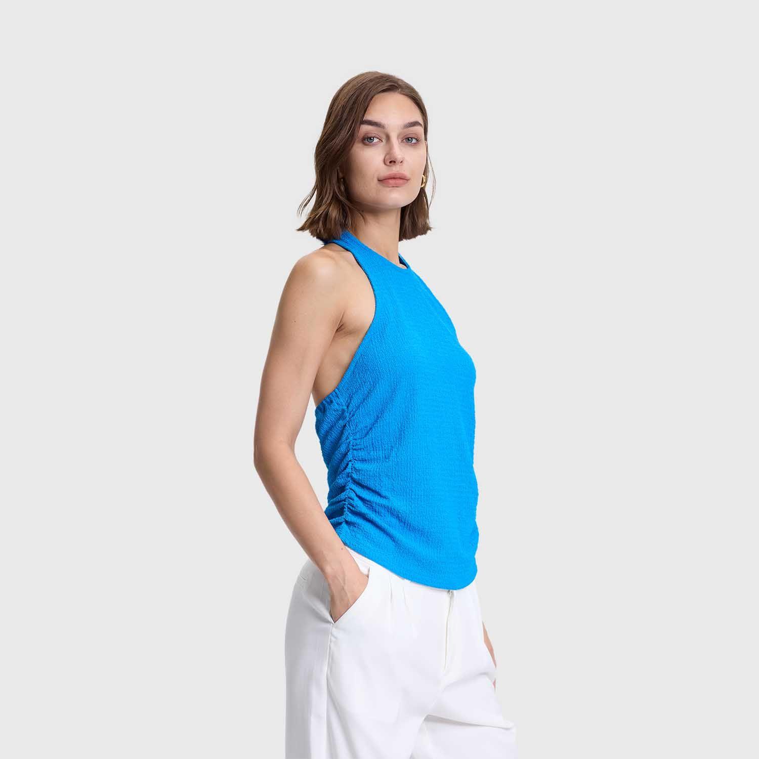 Polera Mujer Texturizada Azulino Claro Fashions Park-1