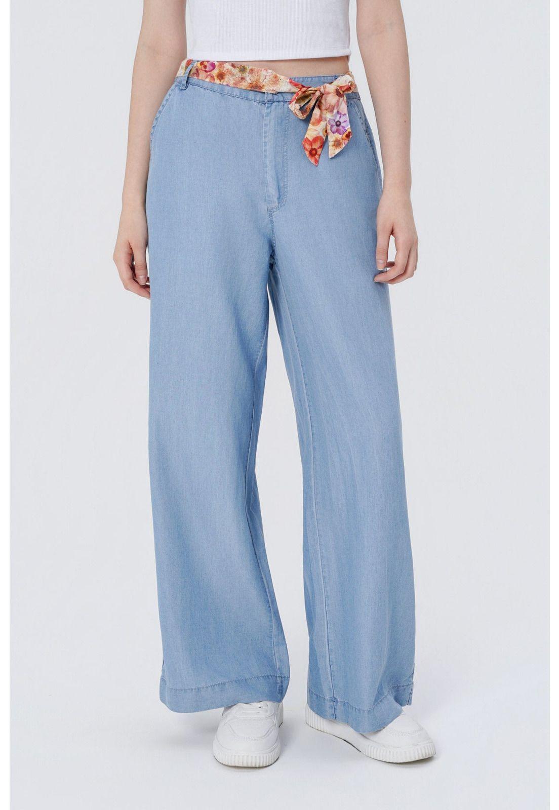 Jeans Moda Wide Leg Mujer Azul Claro - lll-0