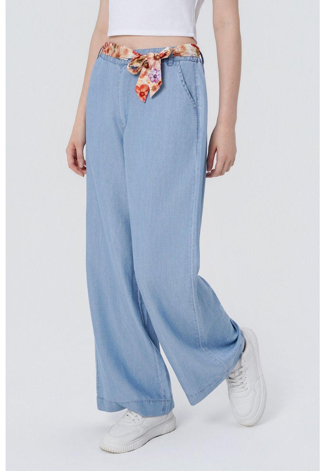 Jeans Moda Wide Leg Mujer Azul Claro - lll-1