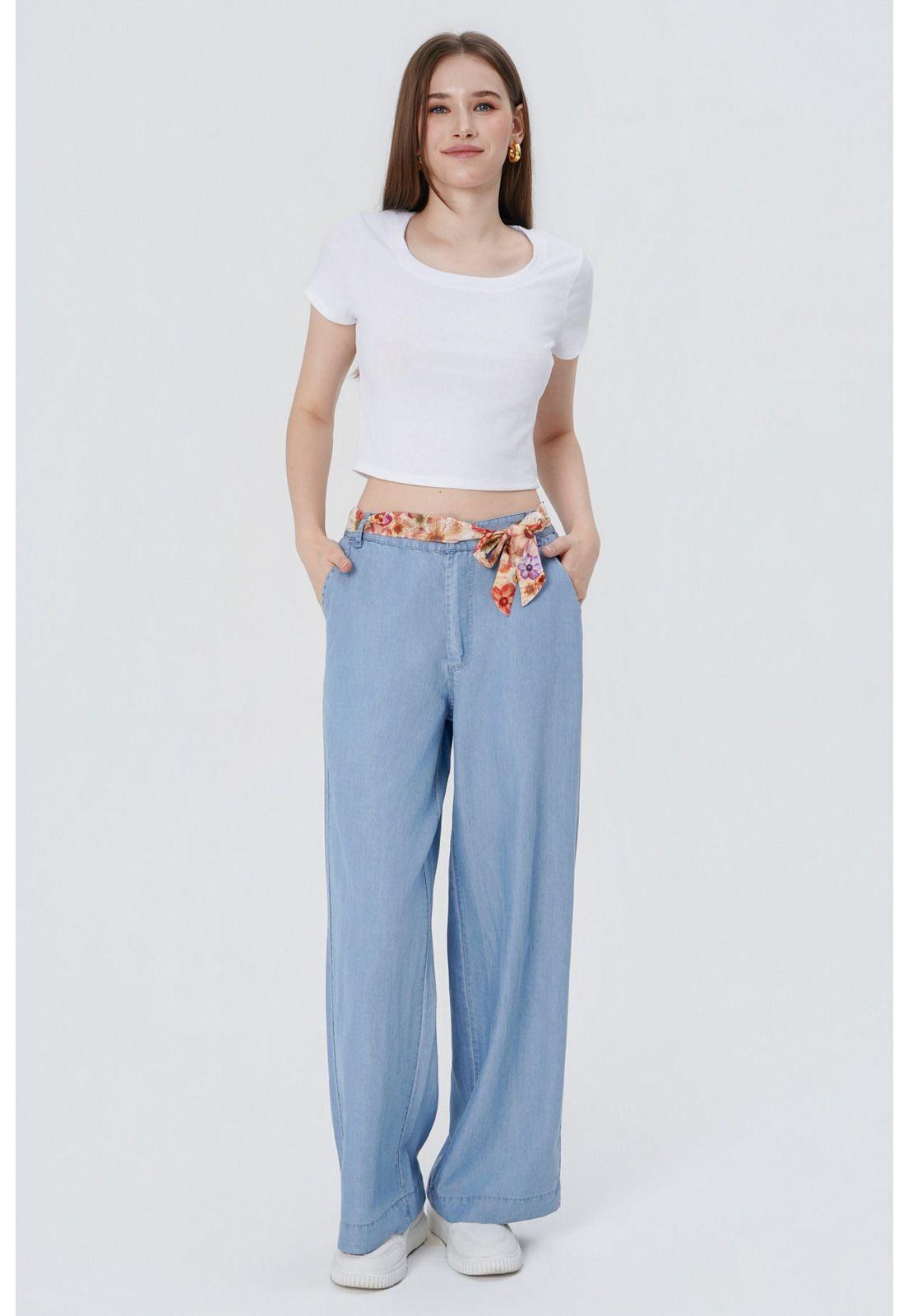 Jeans Moda Wide Leg Mujer Azul Claro - lll-3