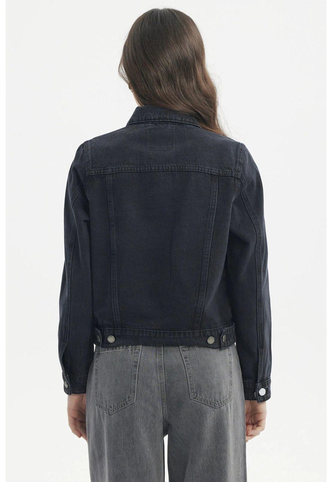 Chaqueta Mujer Cuello Camisero Negro-2